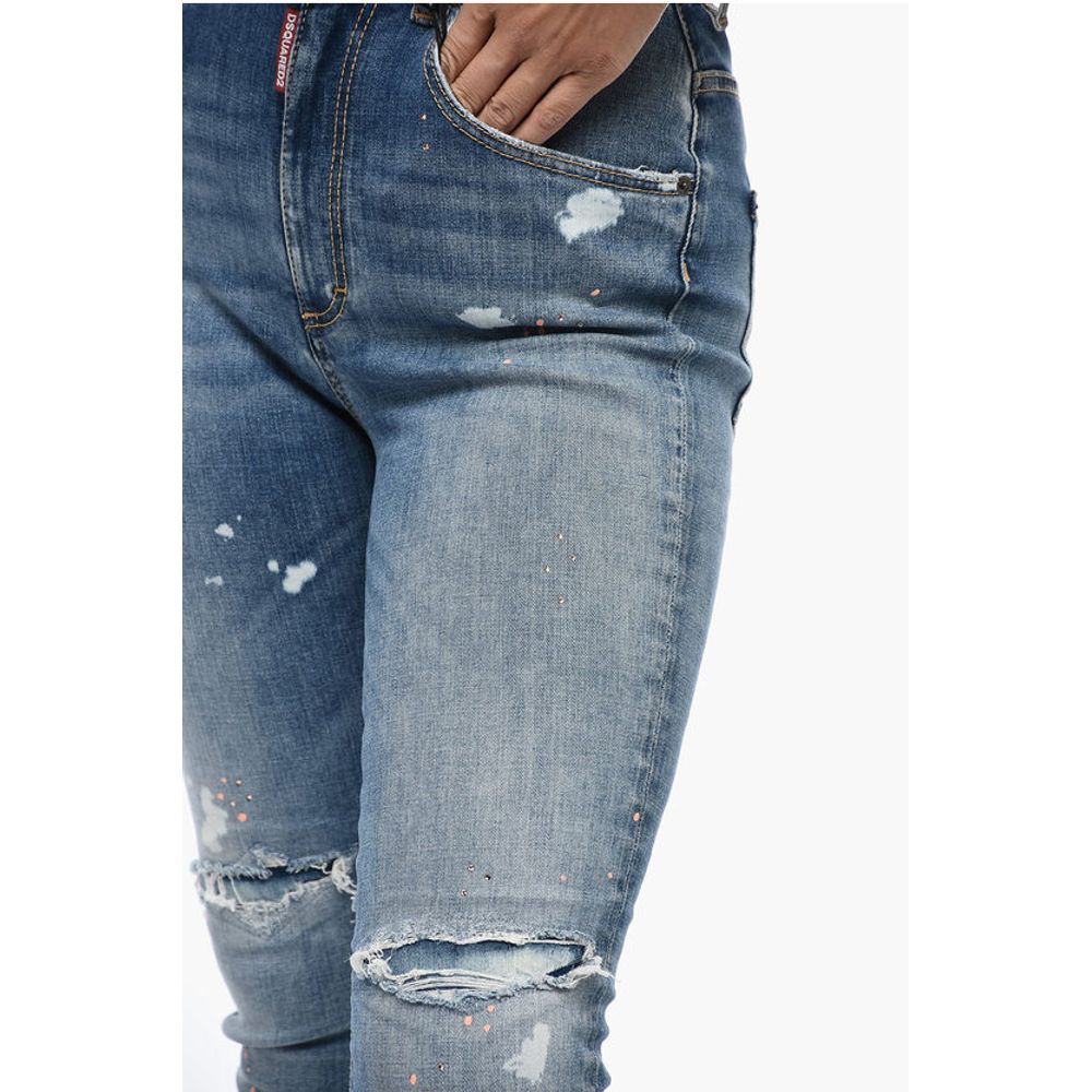 Dsquared² High Waisted Twiggy Denims with Aci-Wash Effect 12cm