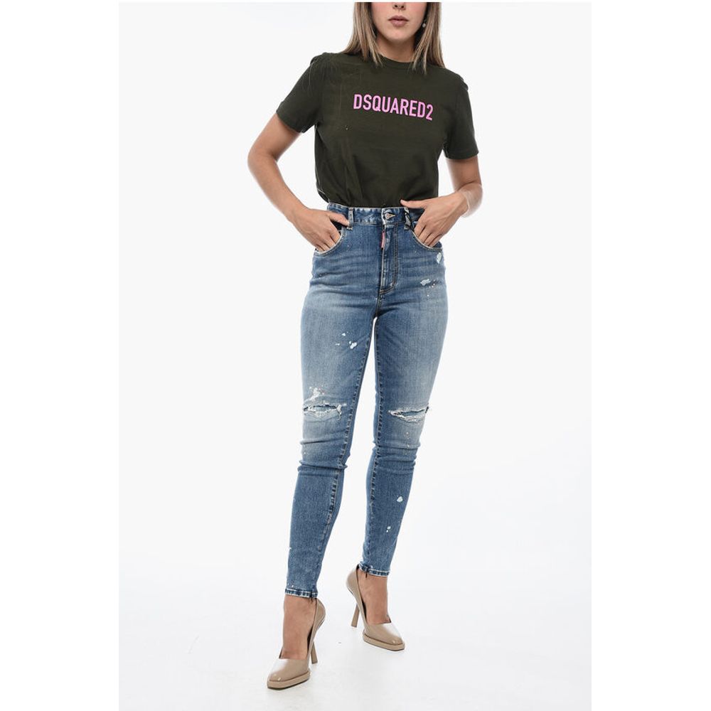 Dsquared² High Waisted Twiggy Denims with Aci-Wash Effect 12cm
