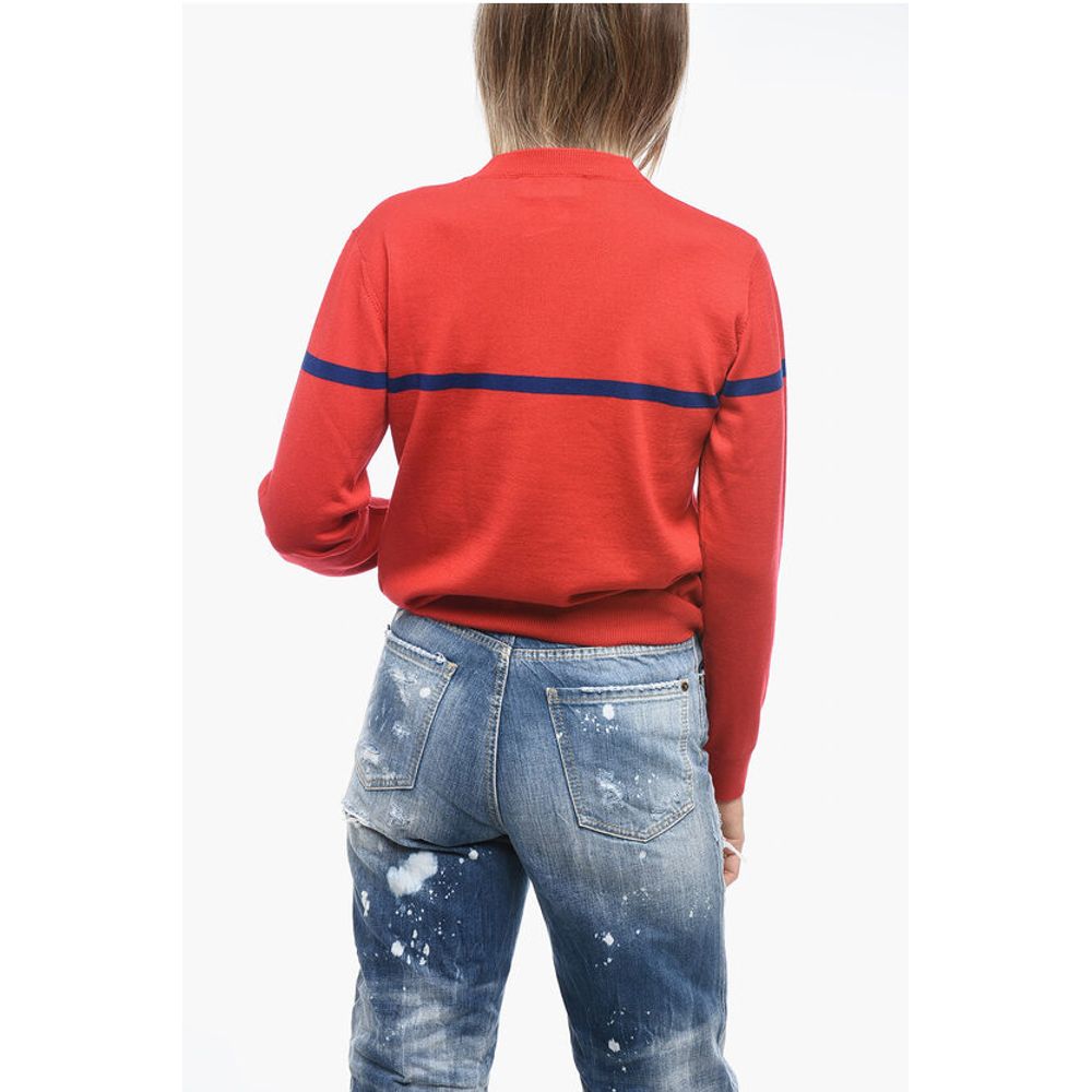 Dsquared² Crew Neck Virgin Wool Sweater with Embroidered Logo