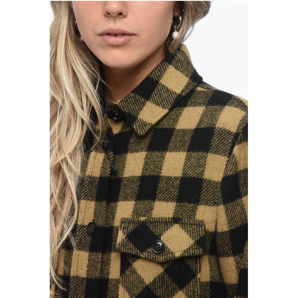 Woolrich Gingham Check Wool Blend Overshirt