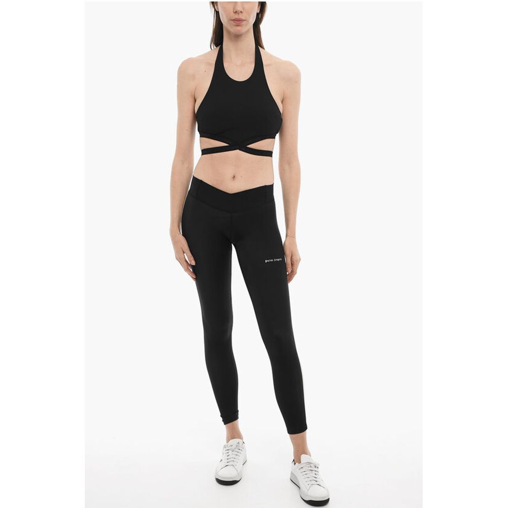Palm Angels Crossed Waist Ribbed Crop Top