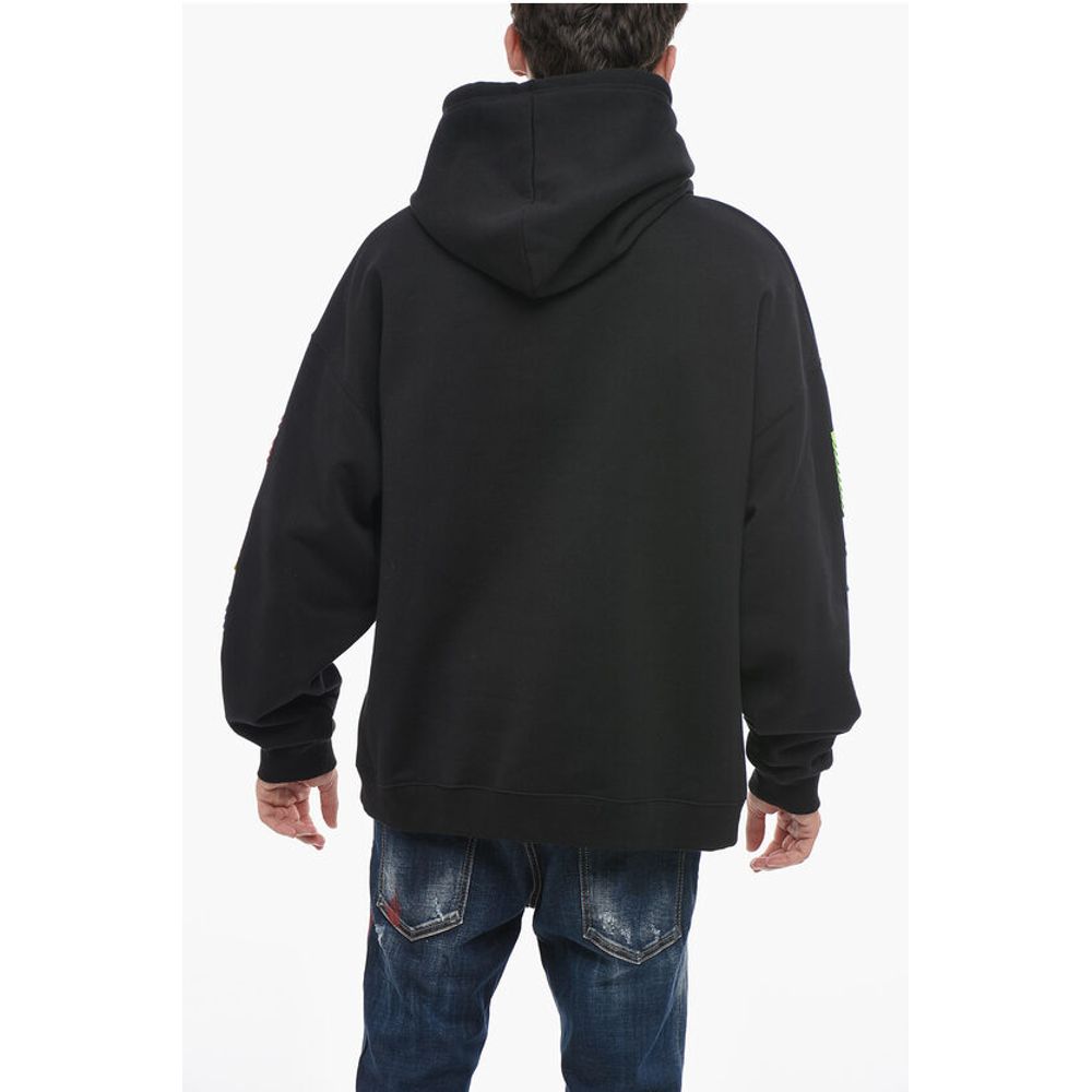 Dsquared² Hoodie Sweatshirt with Multicolored Textured Artwork