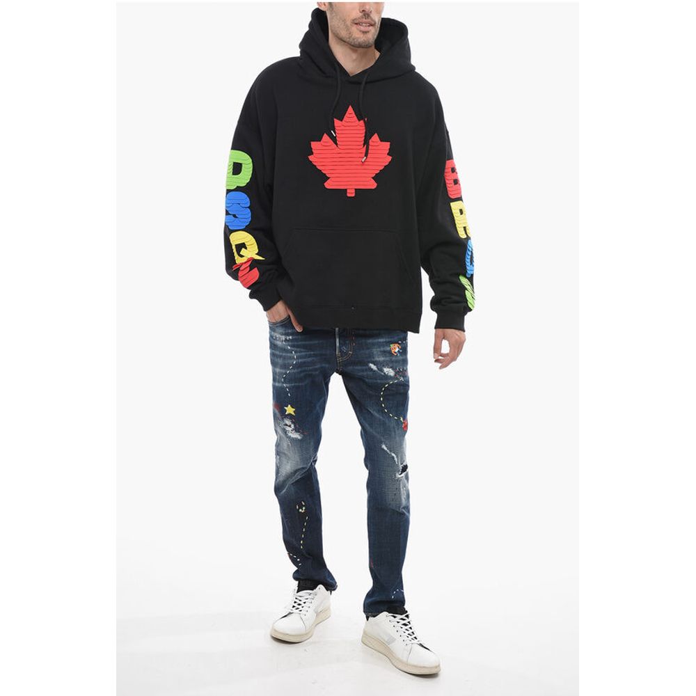 Dsquared² Hoodie Sweatshirt with Multicolored Textured Artwork
