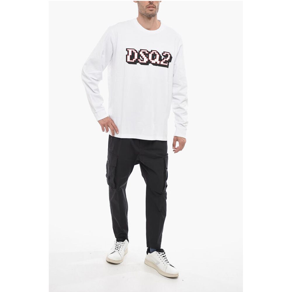 Dsquared² Long-sleeved Skater Fit T-shirt with Logo Print