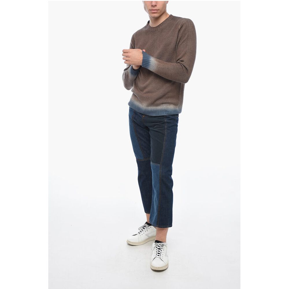 Altea Crew Neck Cashmere Blend Sweater with Degradè Bottom