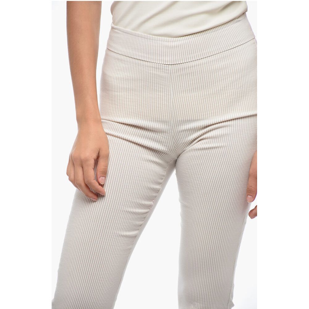 Avenue Montaigne Slim Striped Pants with Flared Hem