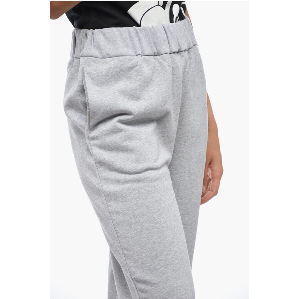 Fabiana Filippi Brushed Cotton Sweatpants with Rhinestoned Detail