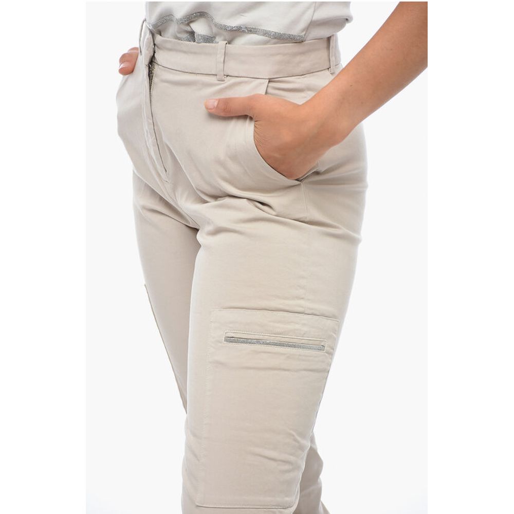 Fabiana Filippi Cropped Fit Stretch Cotton Cargo Pants
