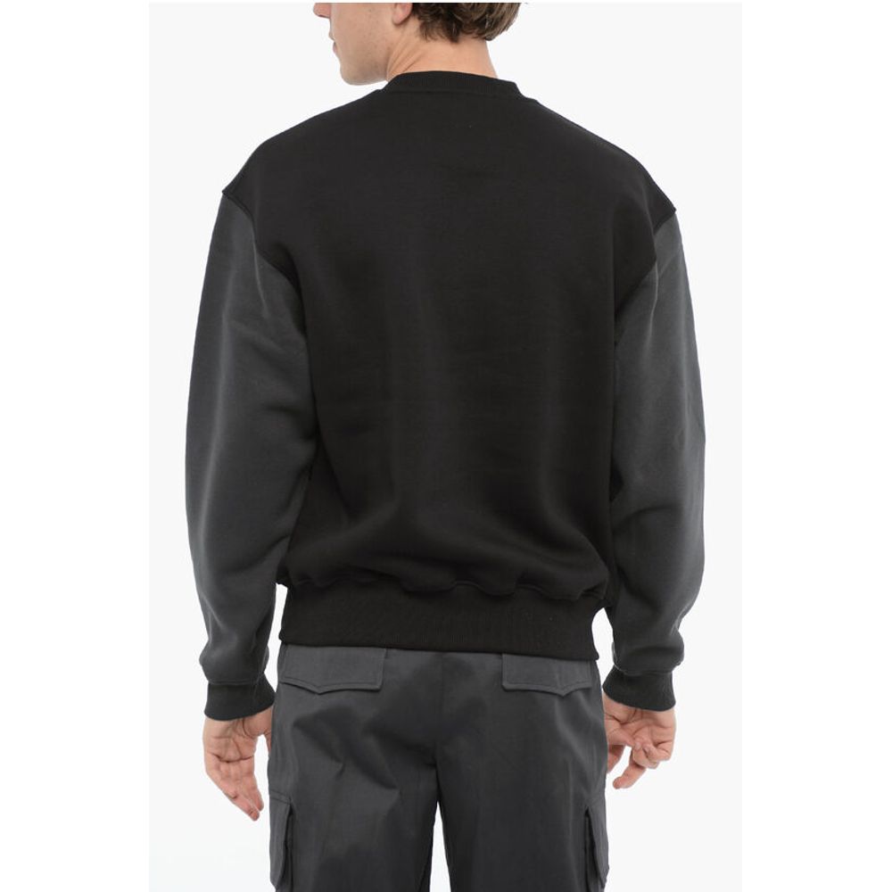 Neil Barrett Two-Tone Fleeced Cotton Blend Crew-neck Sweatshirt
