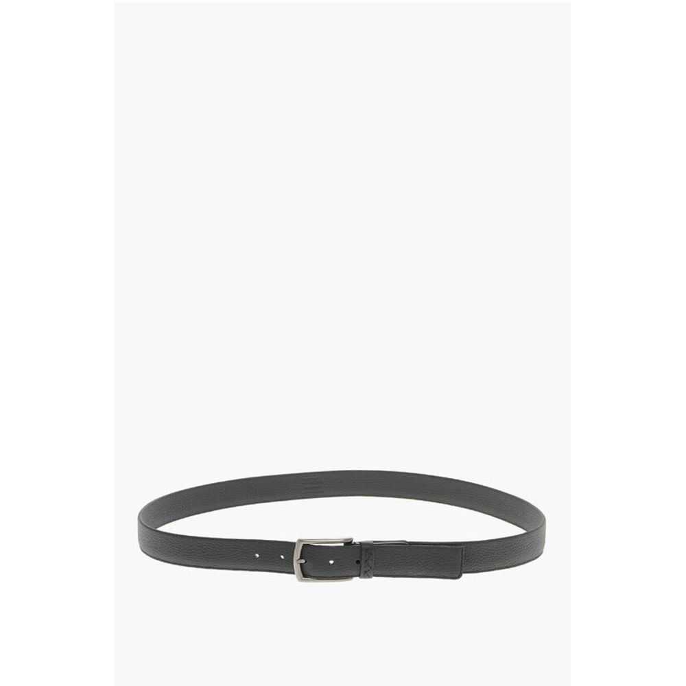 Ermenegildo Zegna Metal Buckle Textured Leather Belt