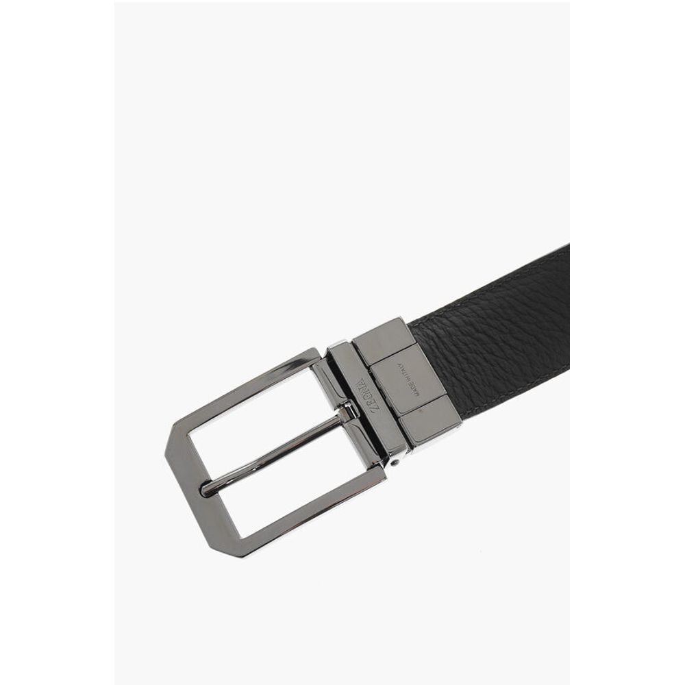 Ermenegildo Zegna Leather and Textured Leather Reversible Belt