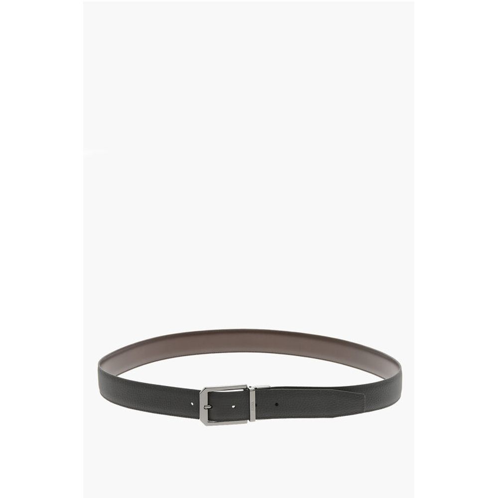 Ermenegildo Zegna Leather and Textured Leather Reversible Belt