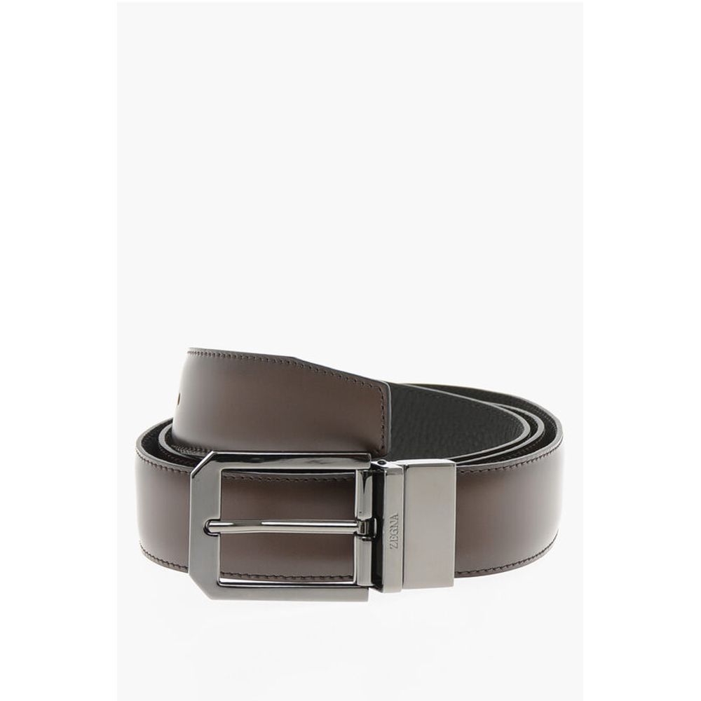 Ermenegildo Zegna Leather and Textured Leather Reversible Belt