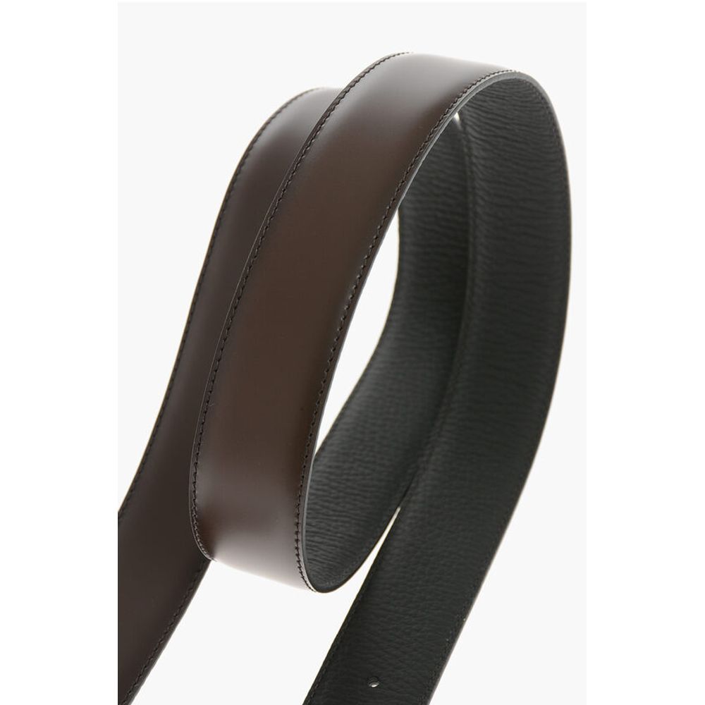 Ermenegildo Zegna Leather and Textured Leather Reversible Belt