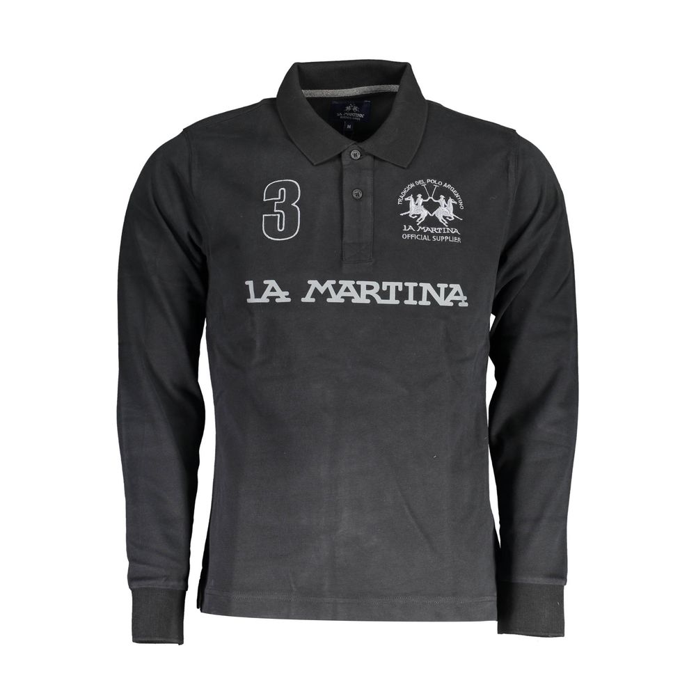 La Martina Nero Cotton Mens Polo Shirt