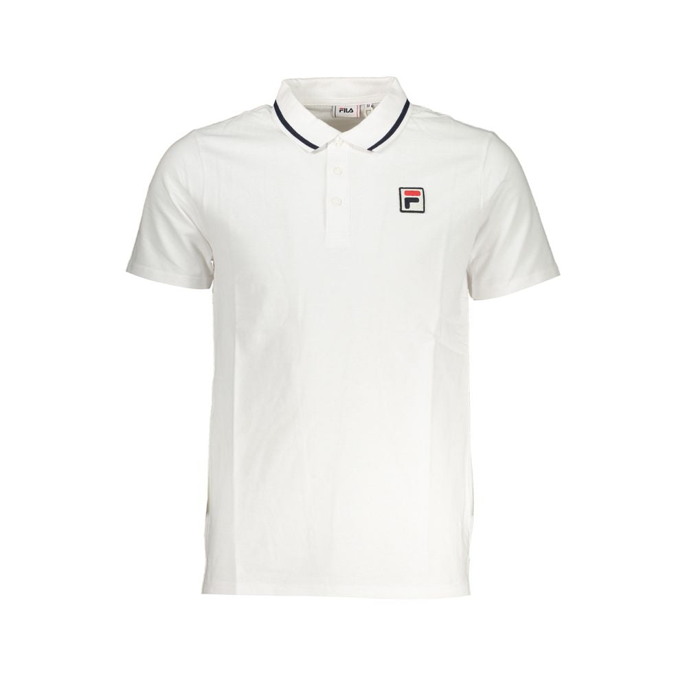 Fila Sleek λευκό βαμβακερό πόλο με τόνους αντίθεσης