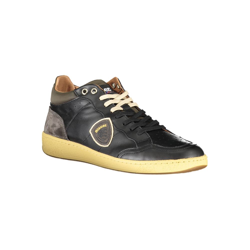 Blauer Sleek μαύρα παπούτσια με κορδόνια με λεπτομέρειες αντίθεσης
