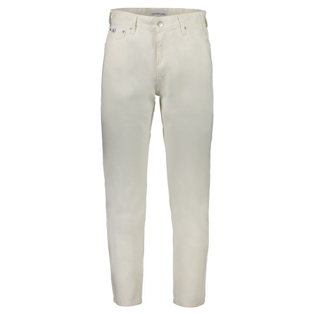 Calvin Klein White Cotton Straight-Leg Jeans
