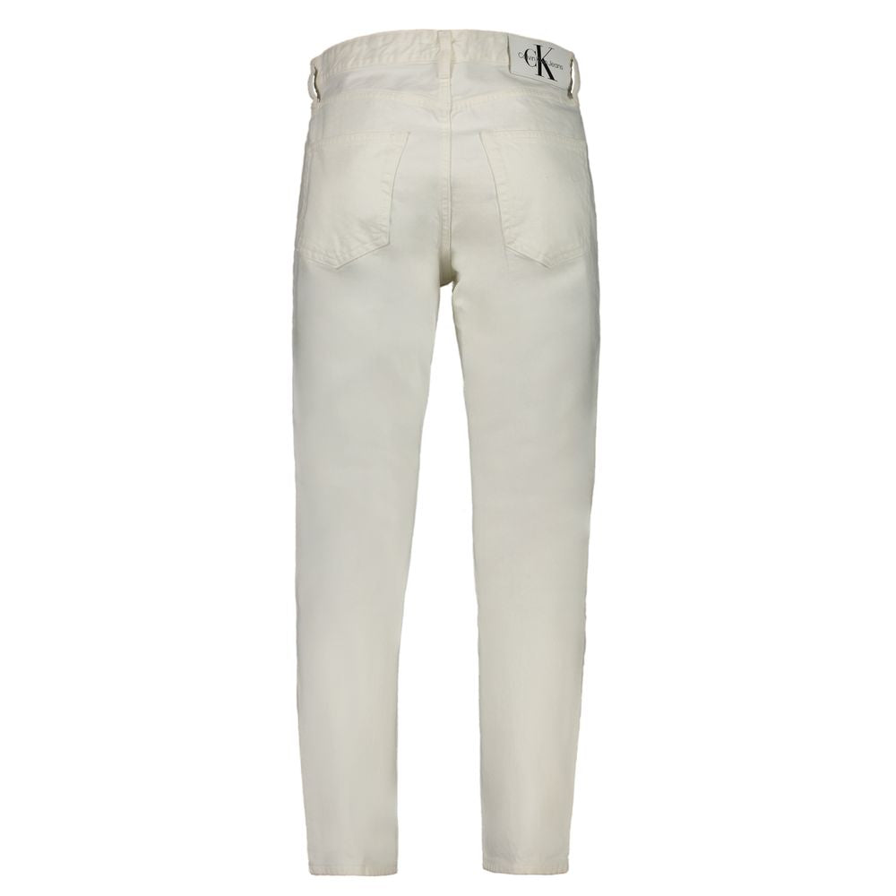 Calvin Klein White Cotton Straight-Leg Jeans