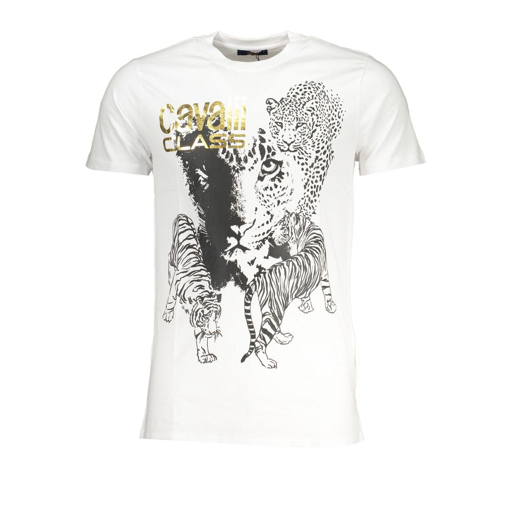 Cavalli Class Bianco Cotton Men T-Shirt
