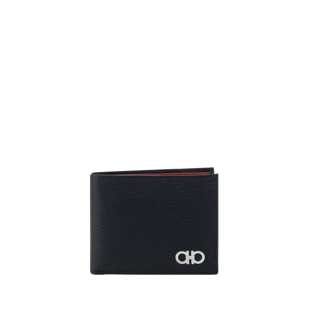 Ferragamo Black Calf Leather Bos Taurus Wallet