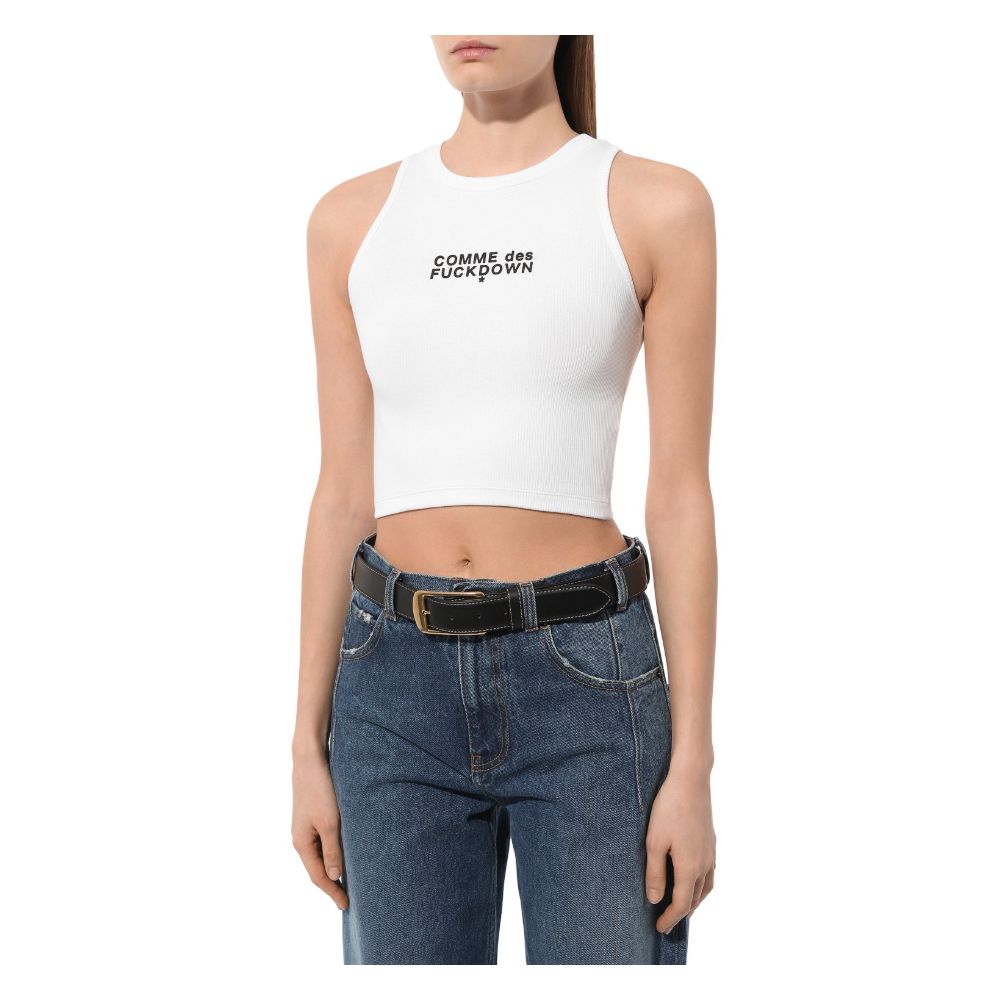 Comme Des Fuckdown White Cotton Tops & T-Shirt