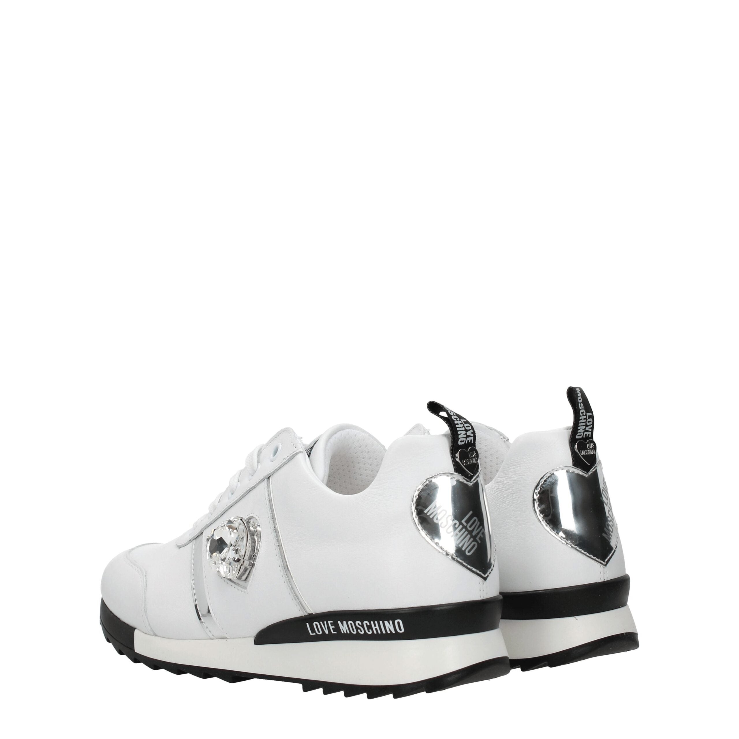 Love Moschino White Leather Low Tops