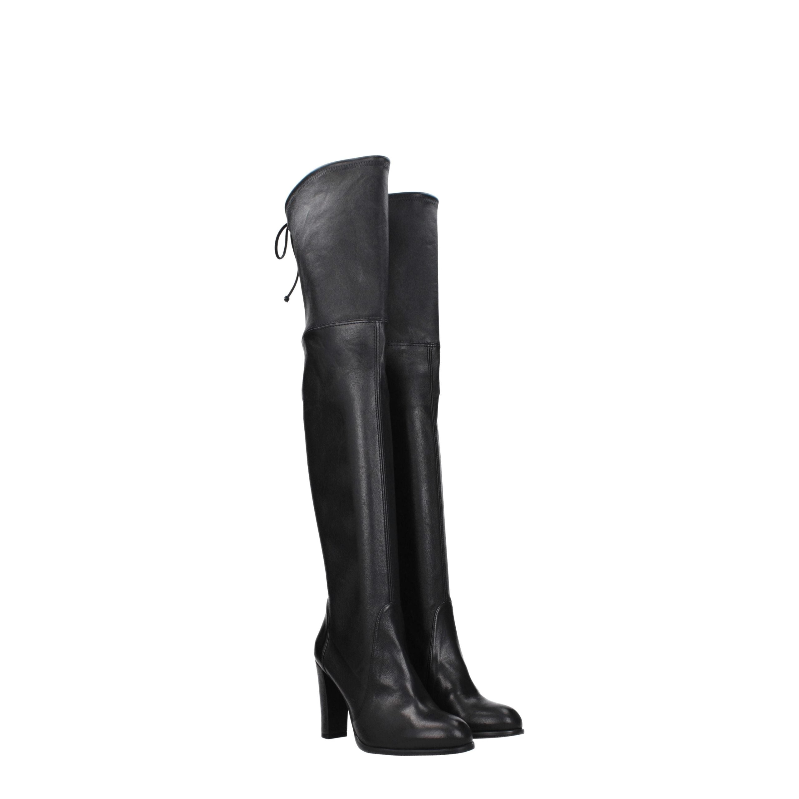 Stuart Weitzman Black Leather Over The Knee