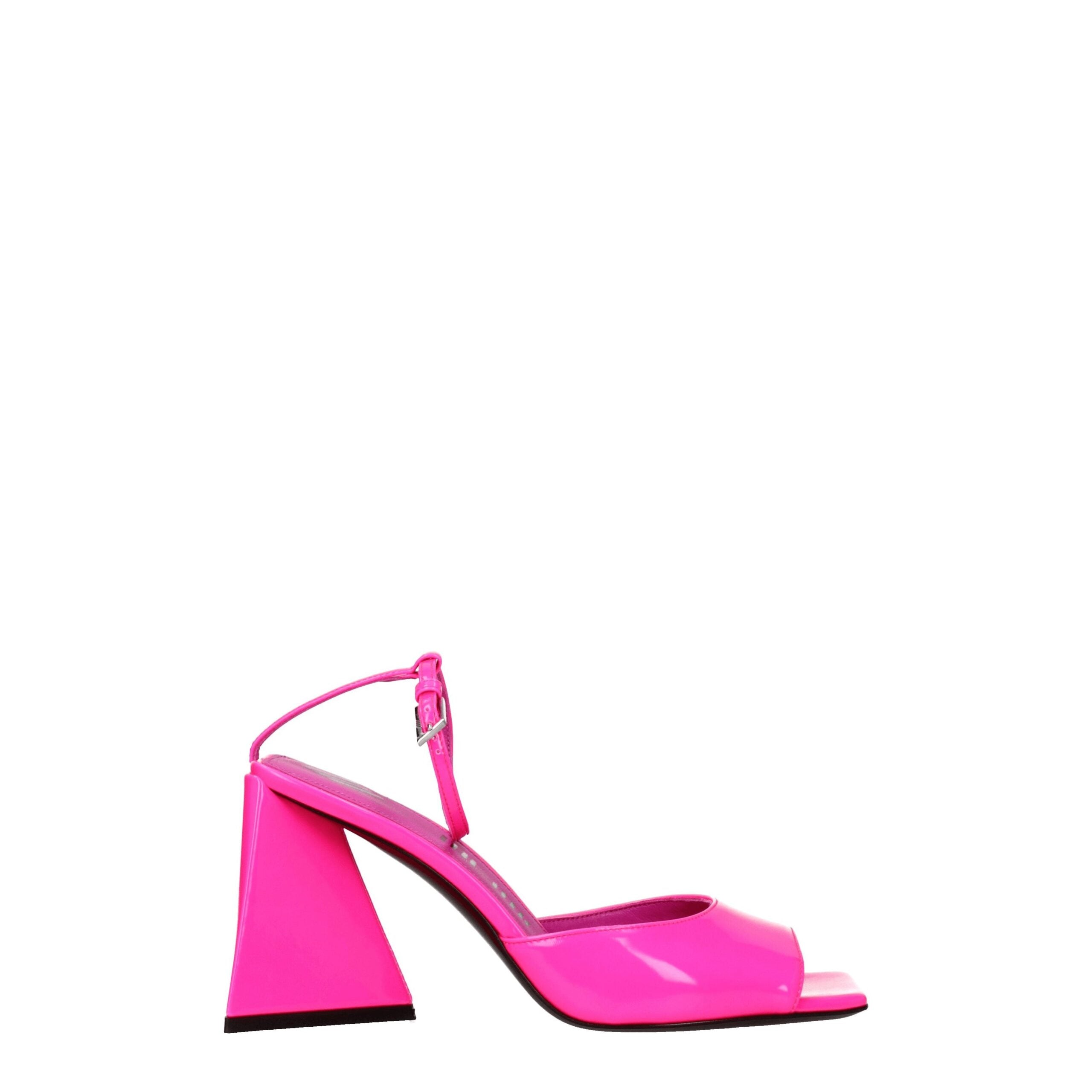 The Attico Pink Leather Stiletto Heel Sandals
