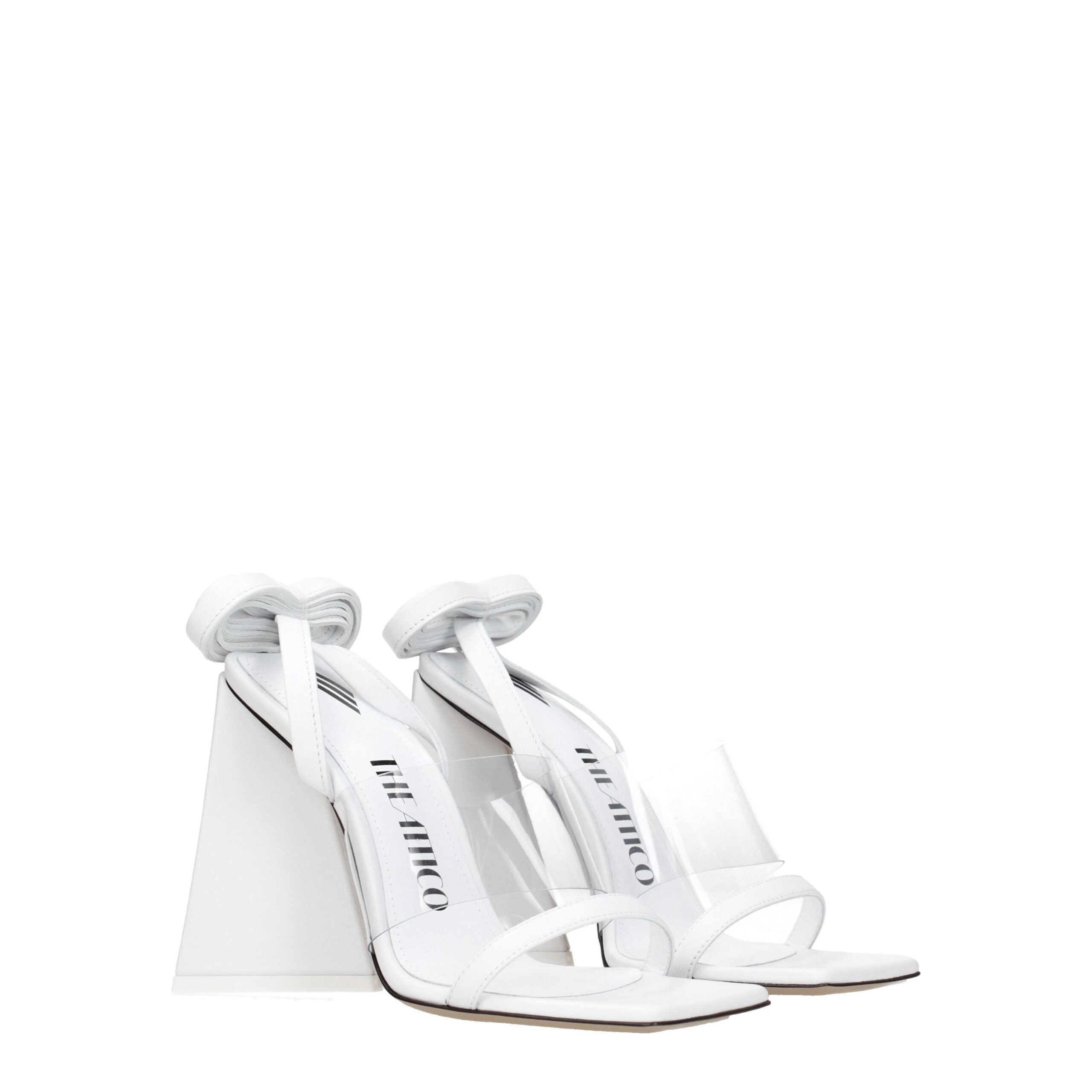 The Attico White Leather Stiletto Heel Sandals