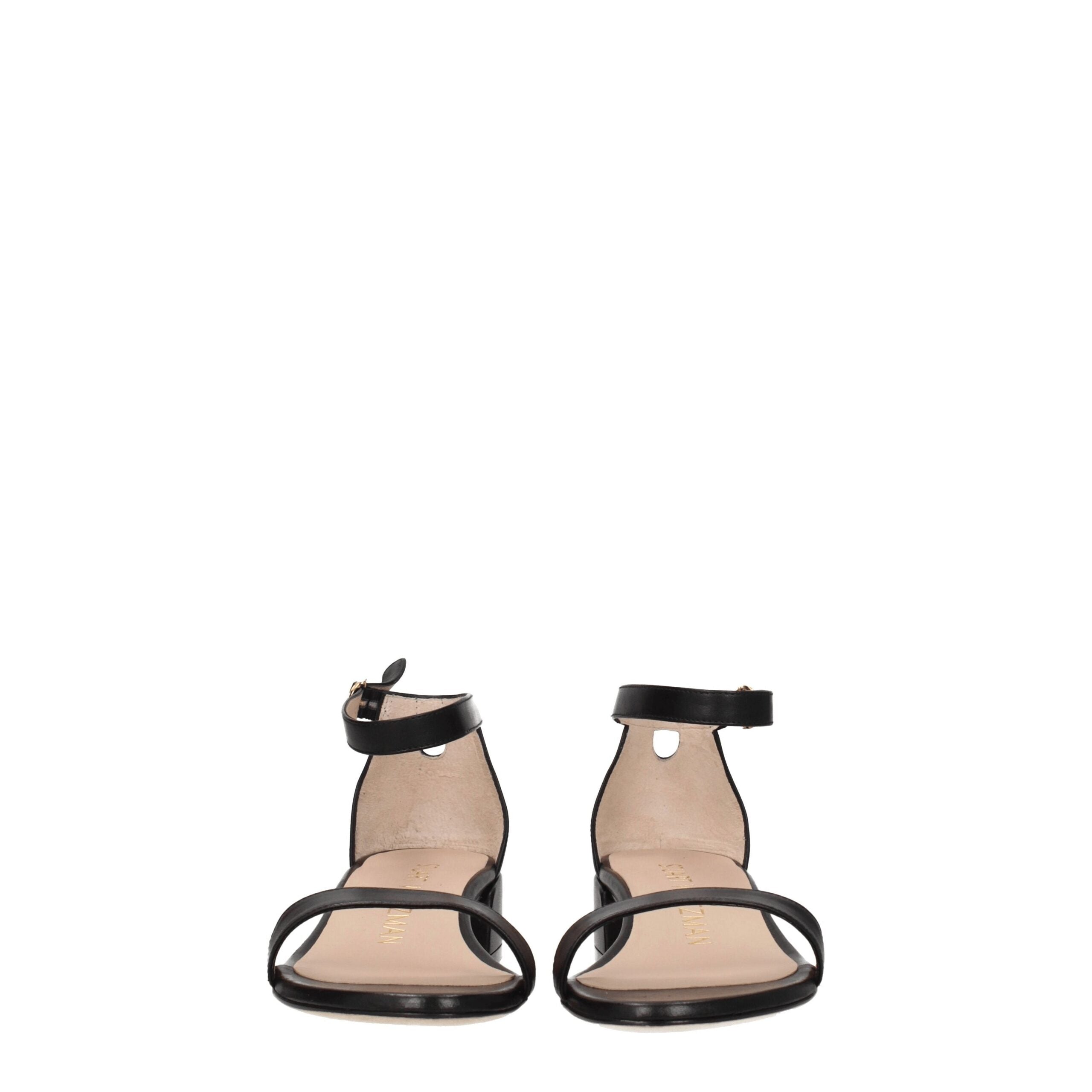 Stuart Weitzman Black Leather Sandals