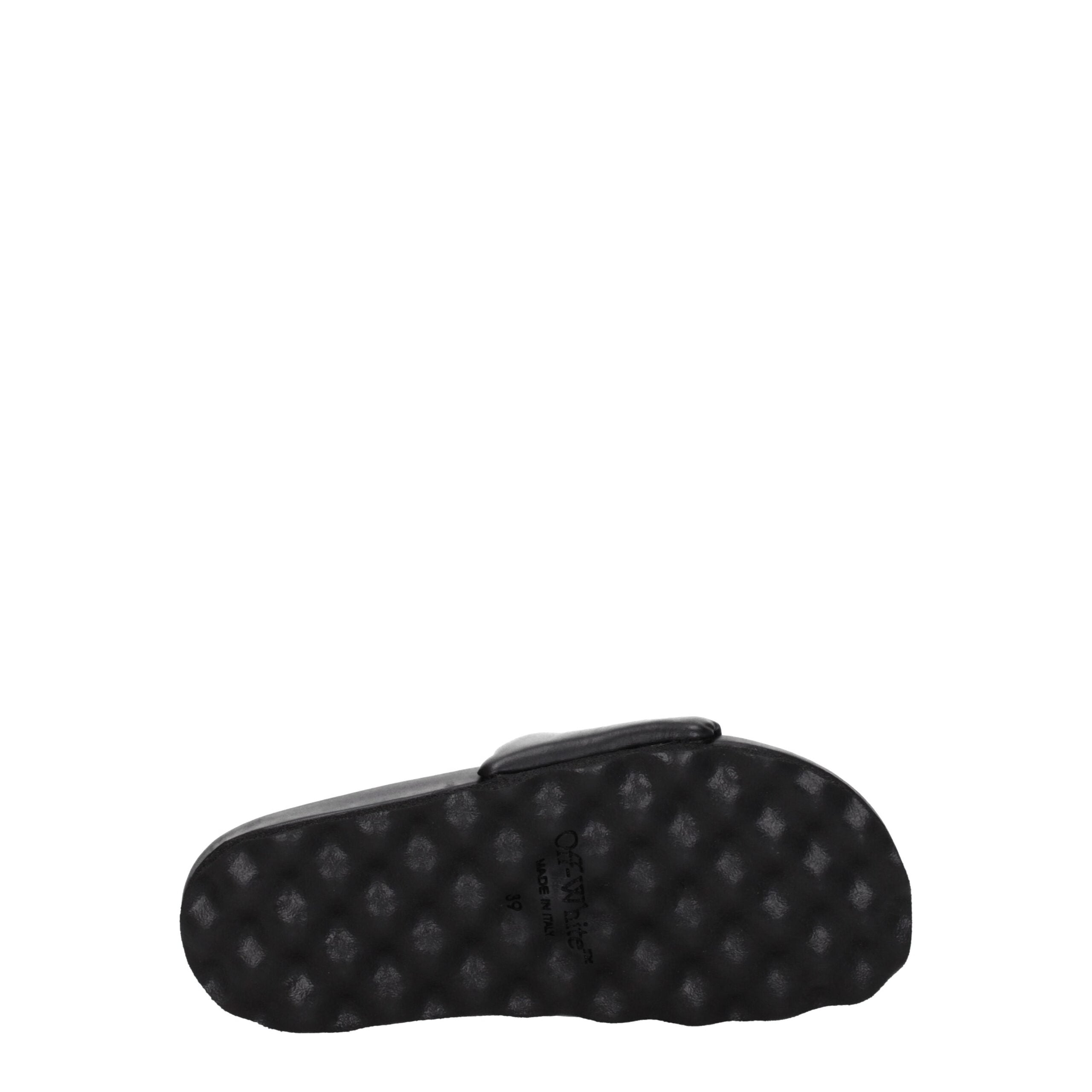 Off-White Black Leather Slippers