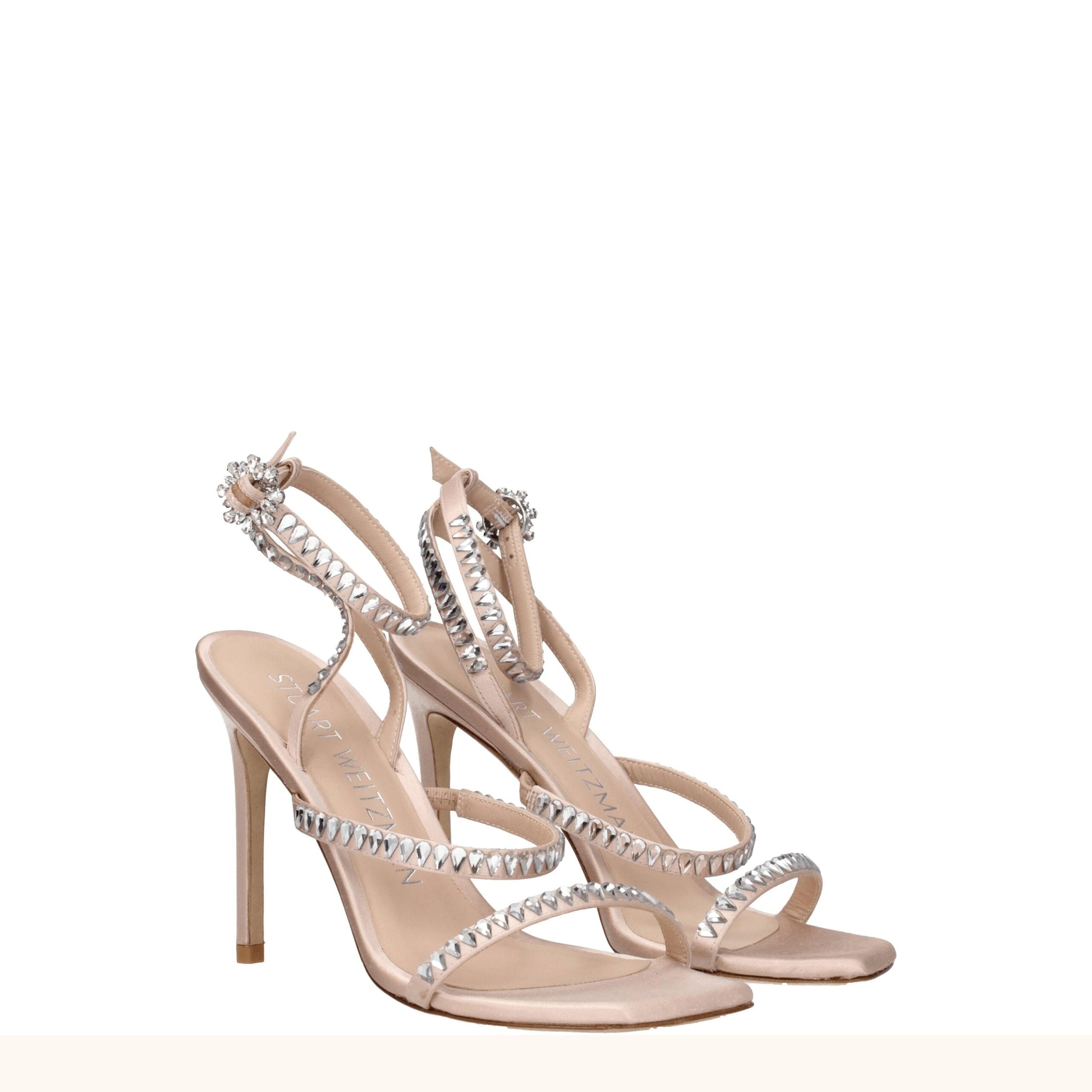 Stuart Weitzman Pink Satin Stiletto Heel Sandals