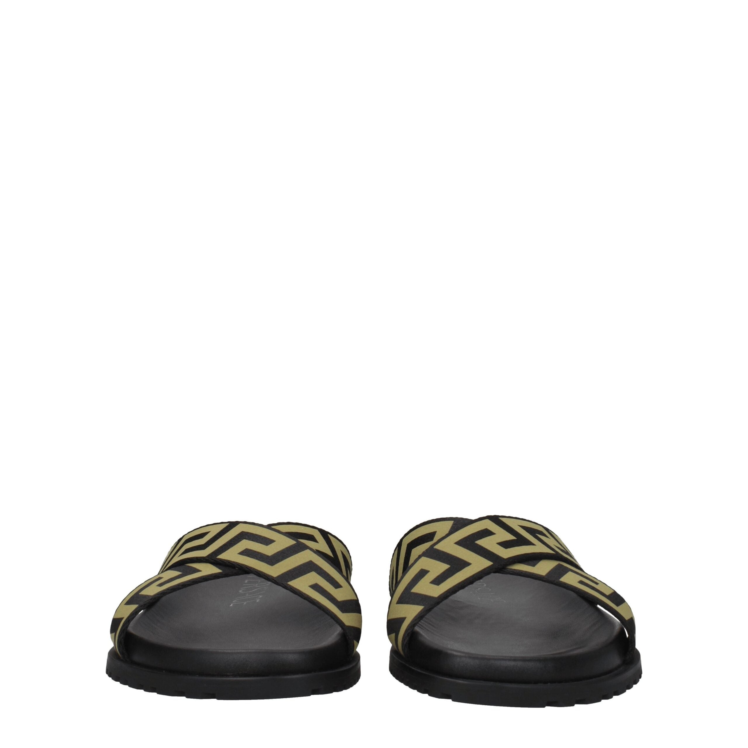 Versace Black Fabric Slippers