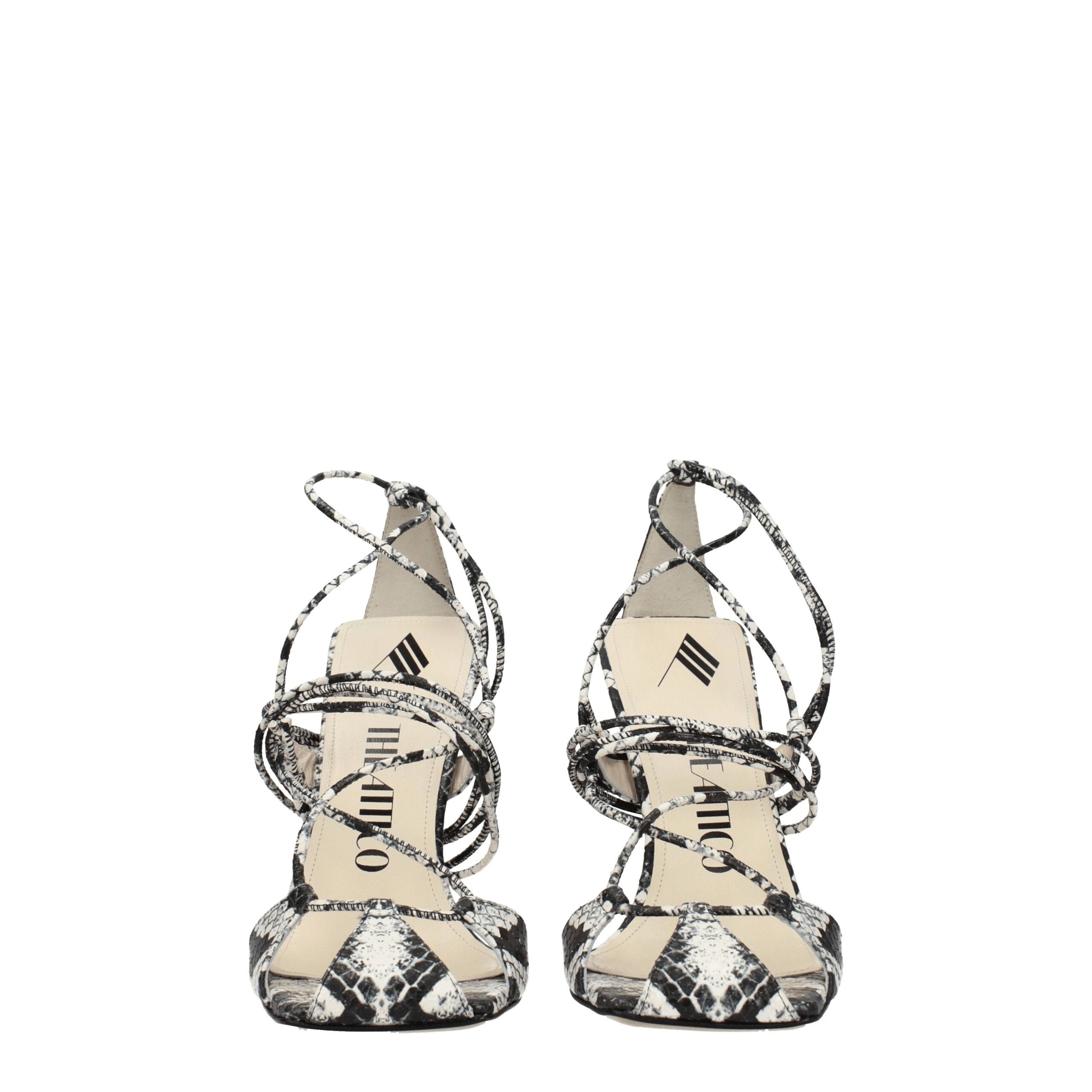 The Attico White Leather Stiletto Heel Sandals