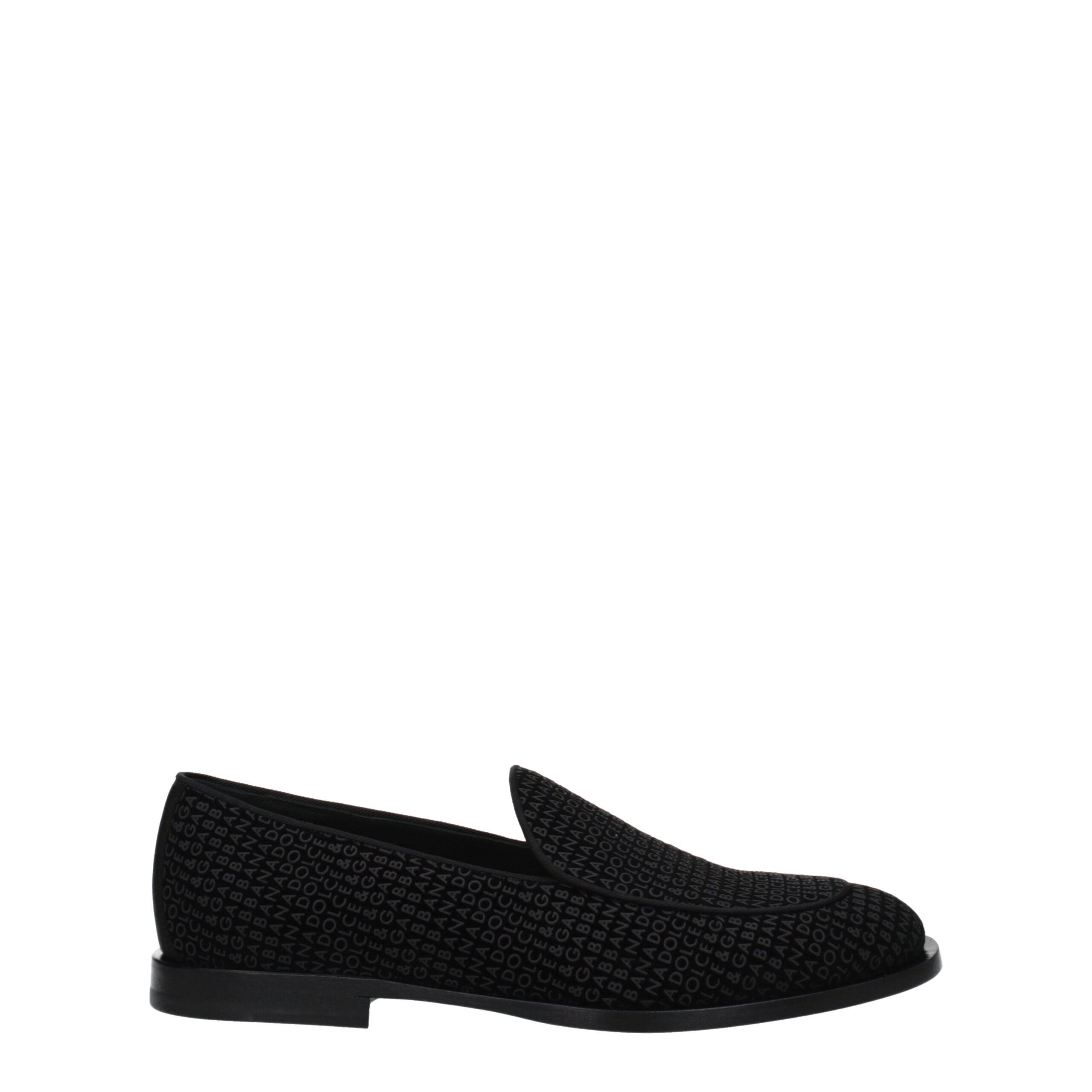 Dolce & Gabbana Black Velvet Slip-On Loafers