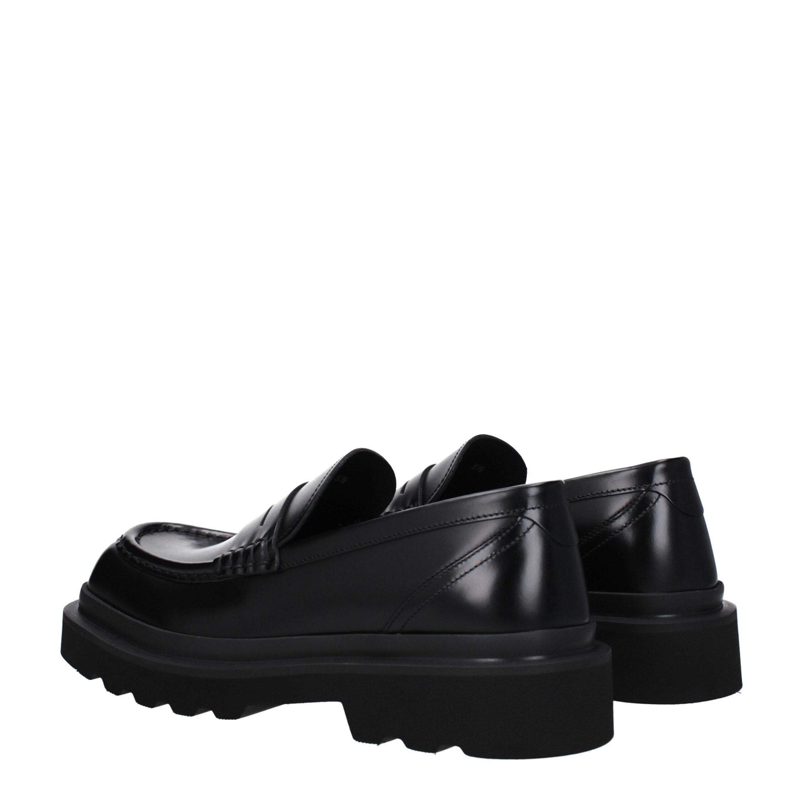 Dolce & Gabbana Black Leather Slip-On Loafers