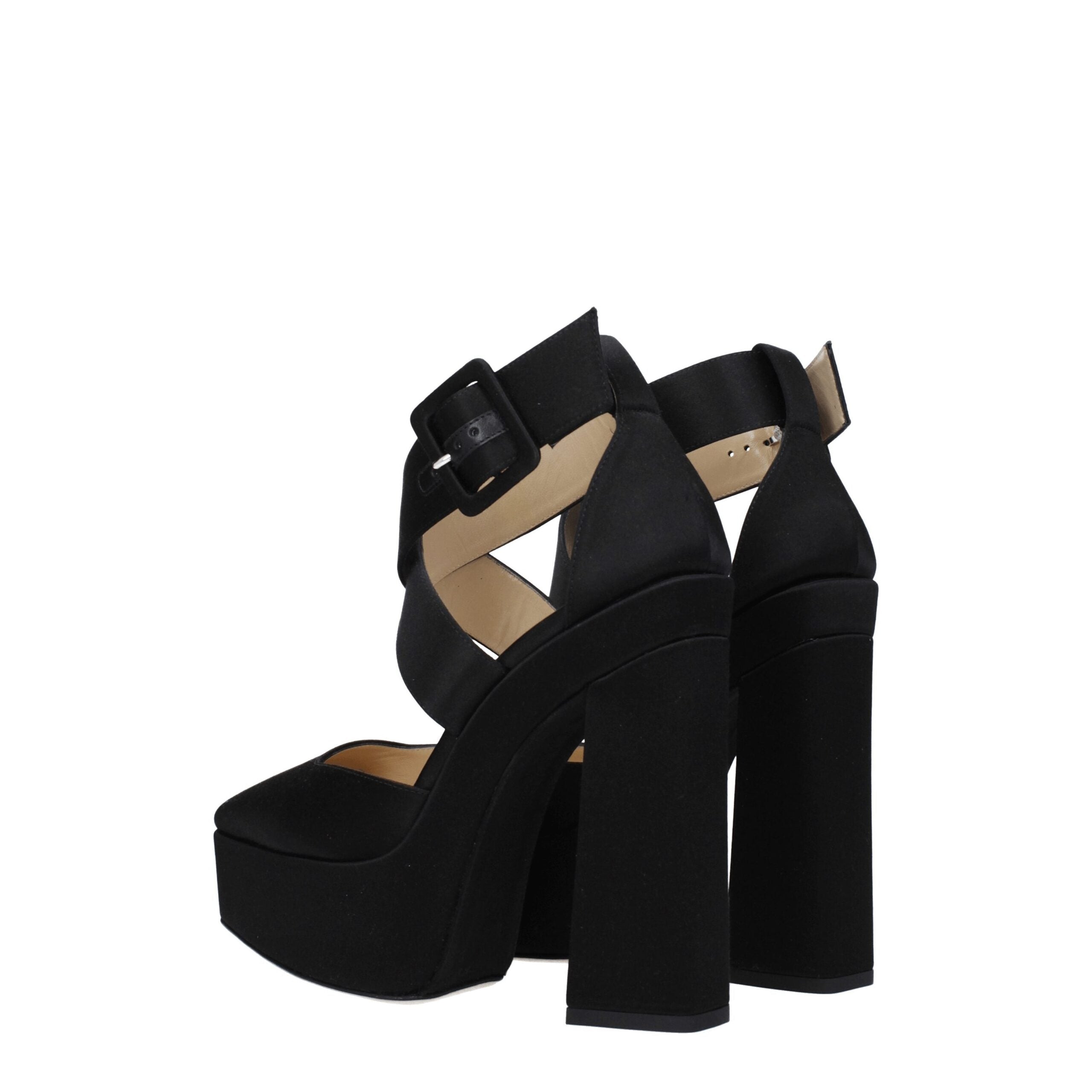 Jimmy Choo Black Satin Platforms