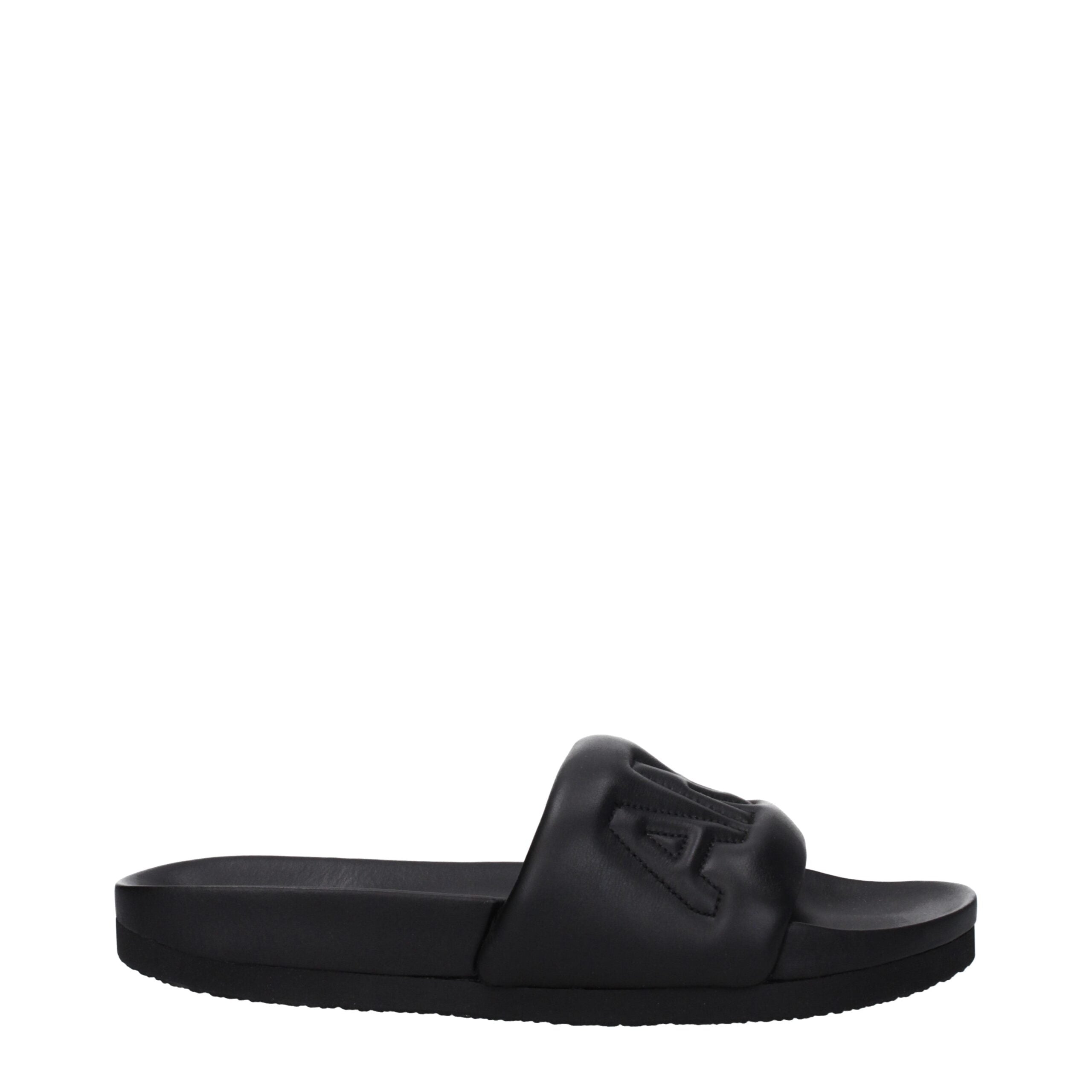Ambush Black Leather Slippers