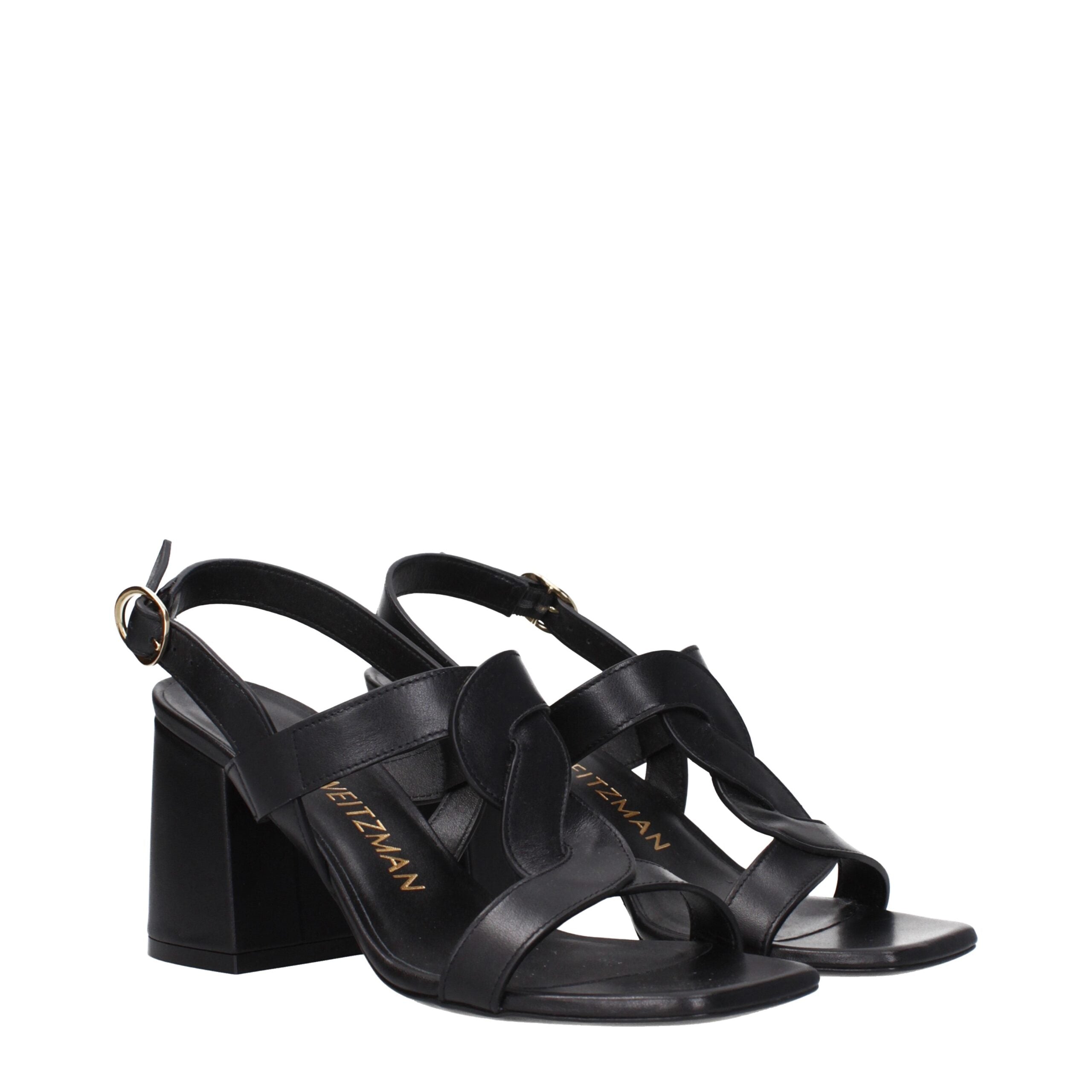 Stuart Weitzman Black Leather Platform Sandals