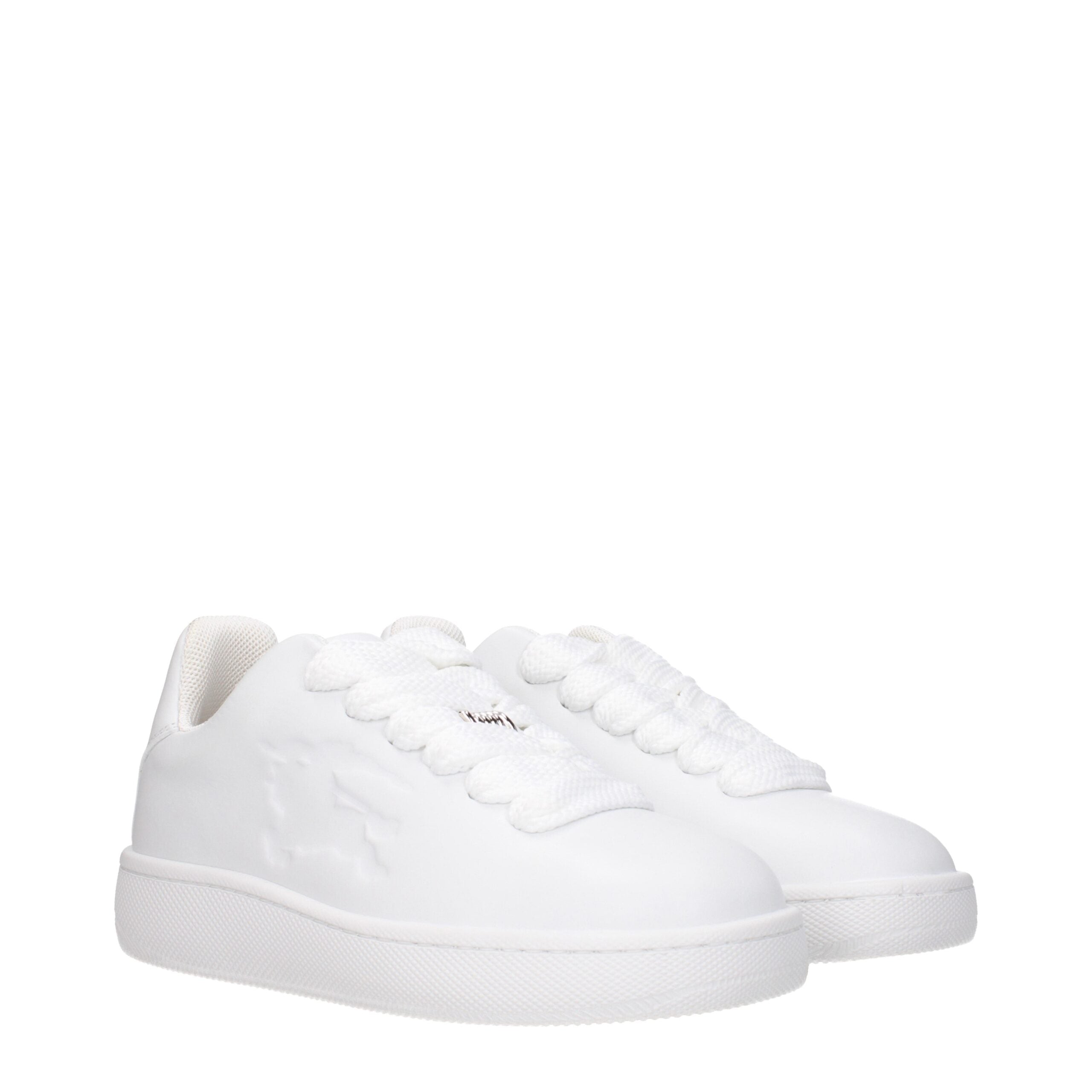 Burberry White Leather Low Top Sneakers