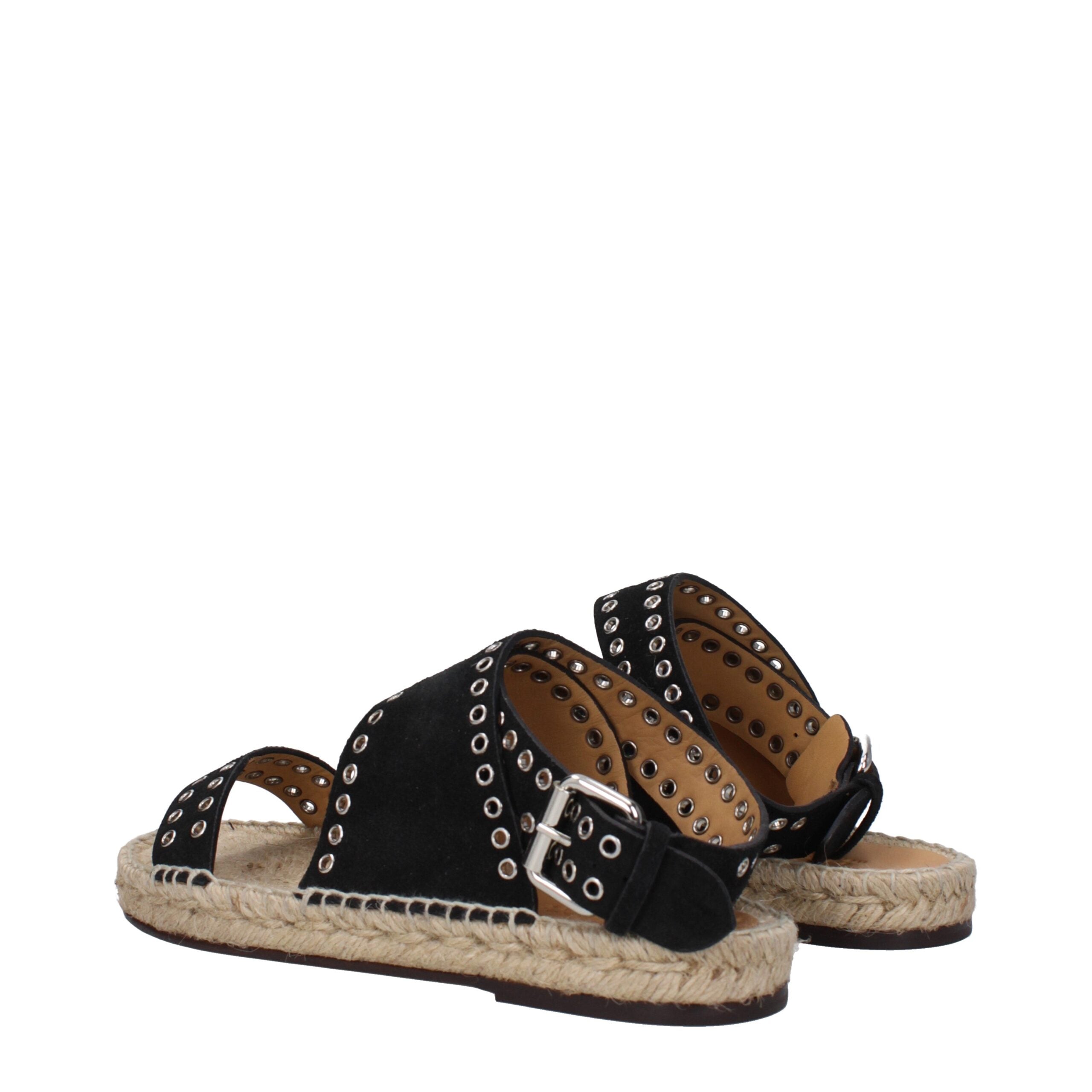 Isabel Marant Black Leather Flat Sandals