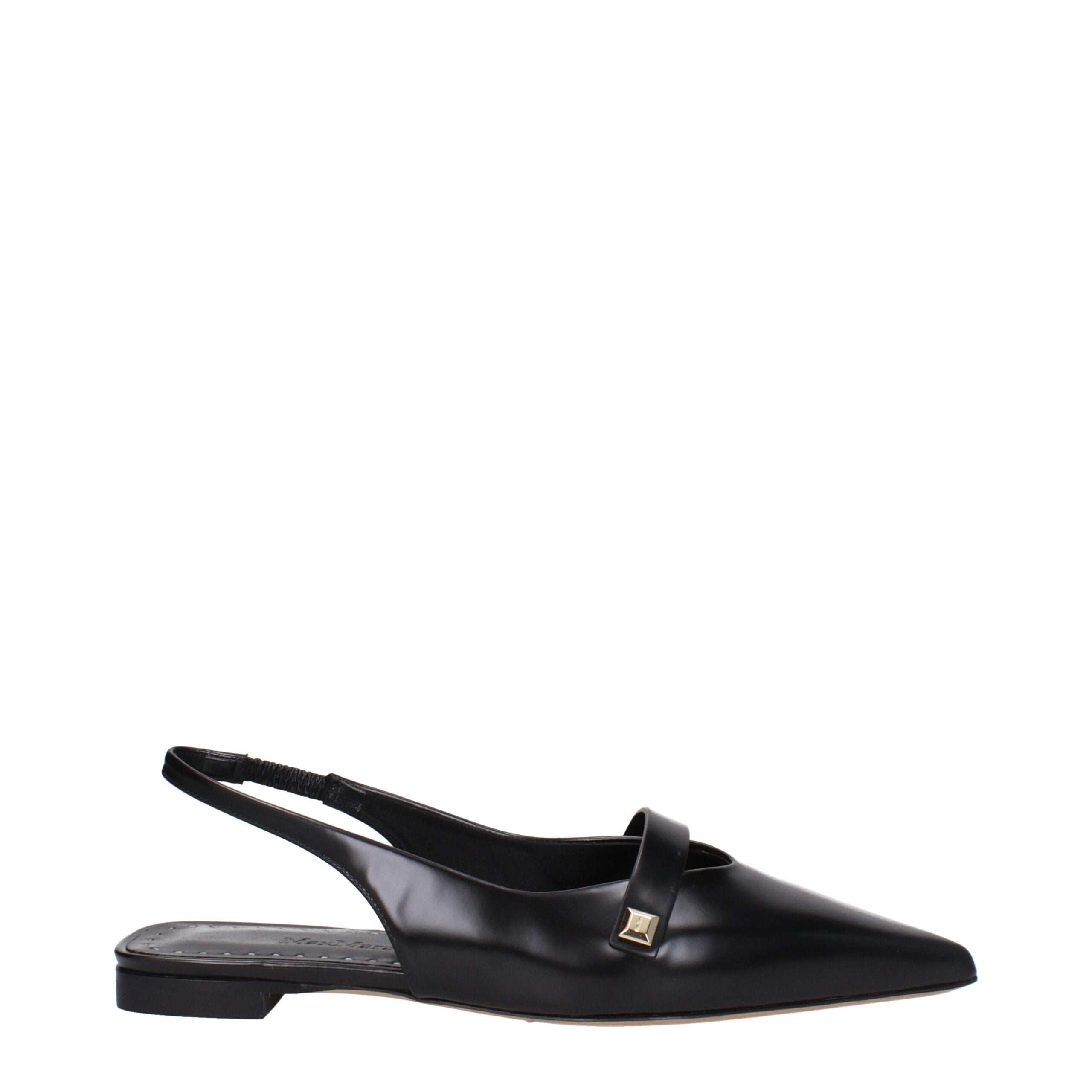 Max Mara Black Leather Ballet Flats