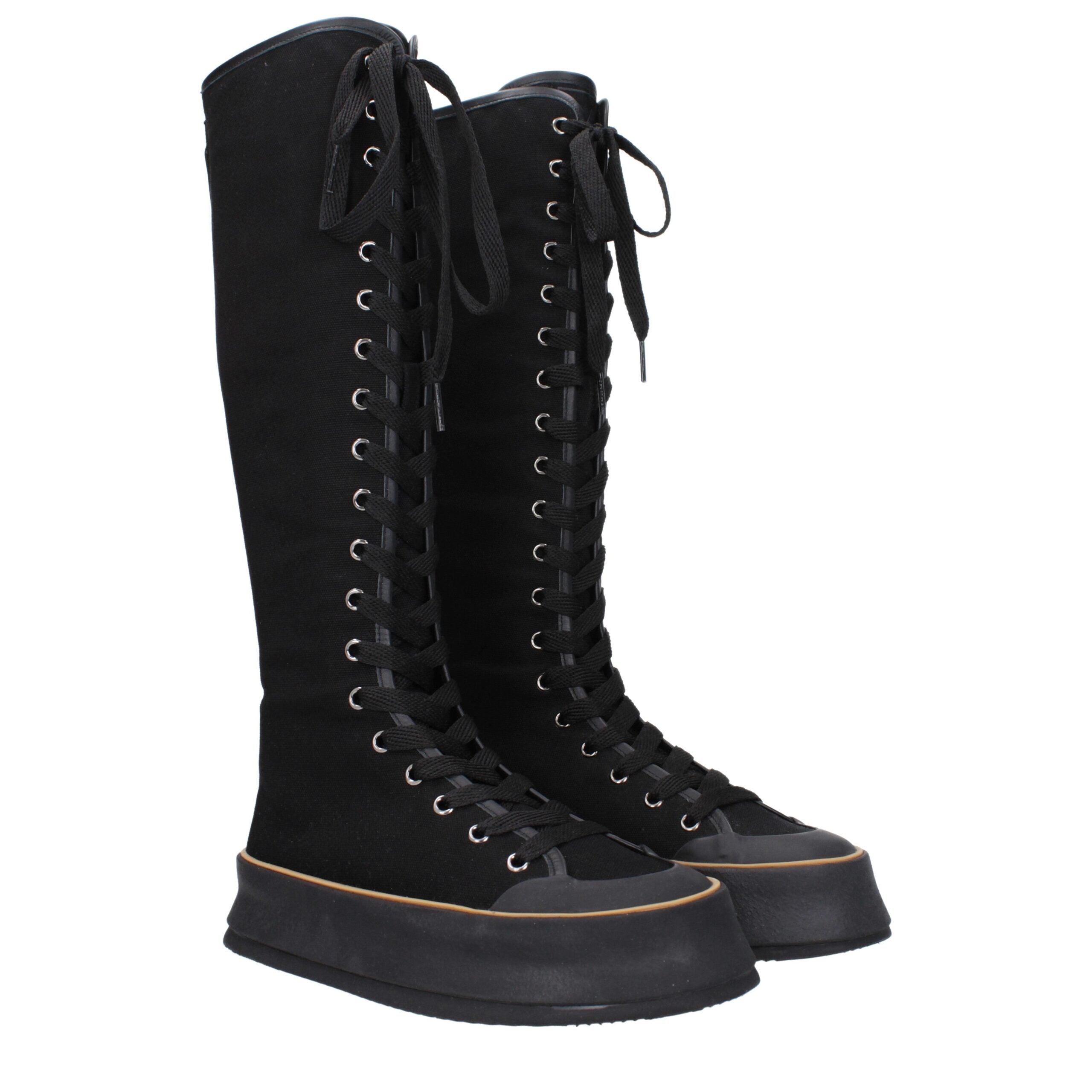 Max Mara Black Fabric Lace-Up Boots