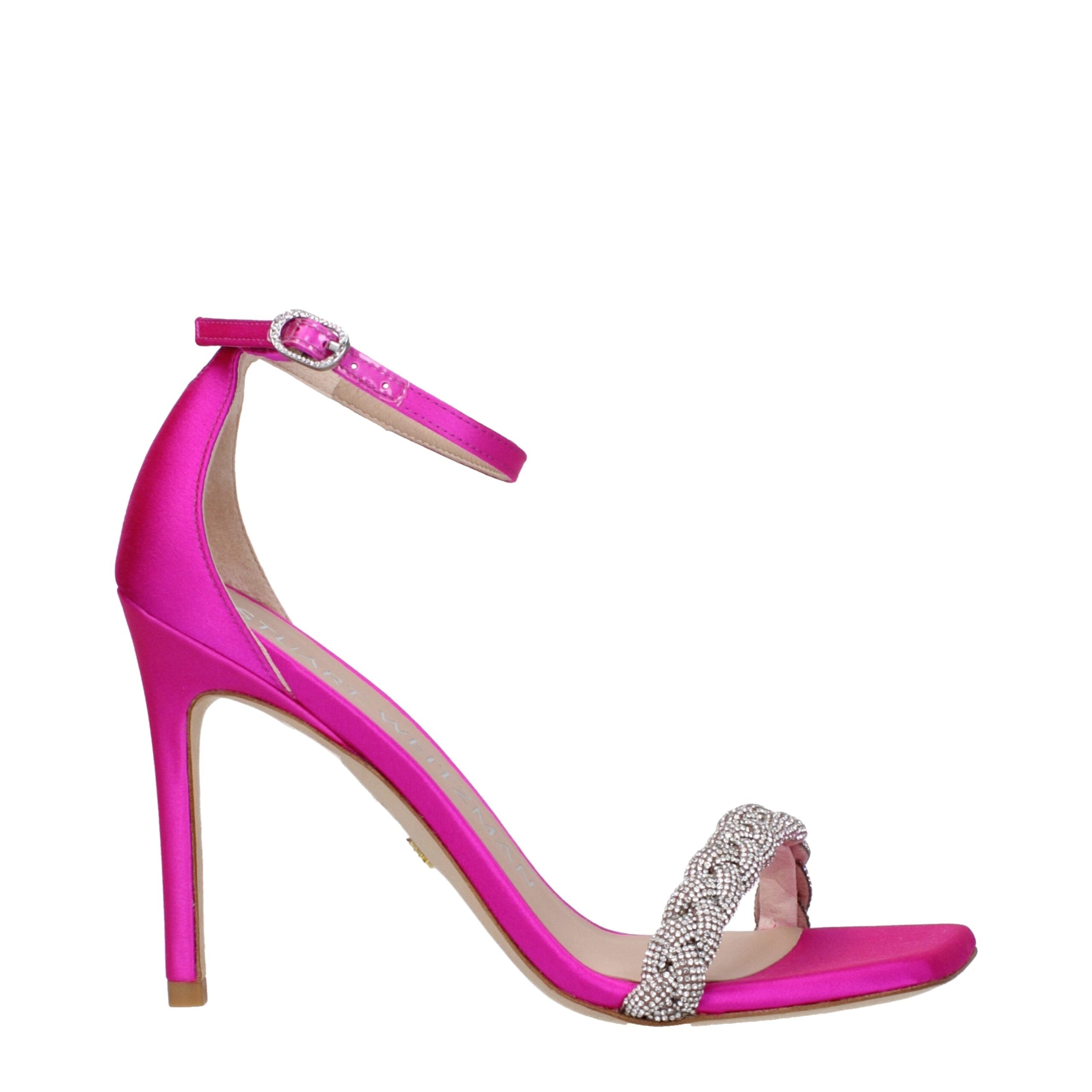 Stuart Weitzman Pink Satin Stiletto Heel Sandals
