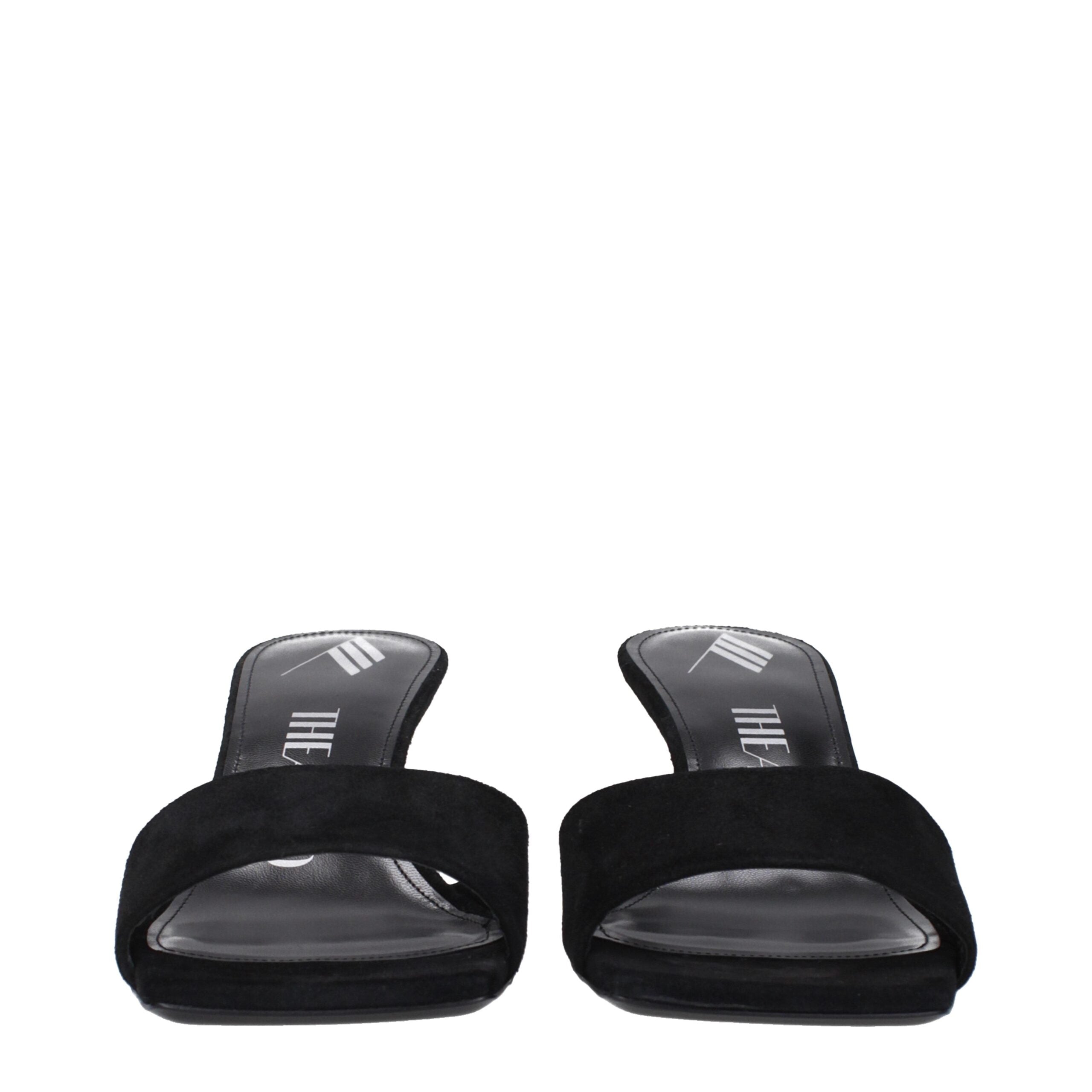 The Attico Black Leather Platform Sandals
