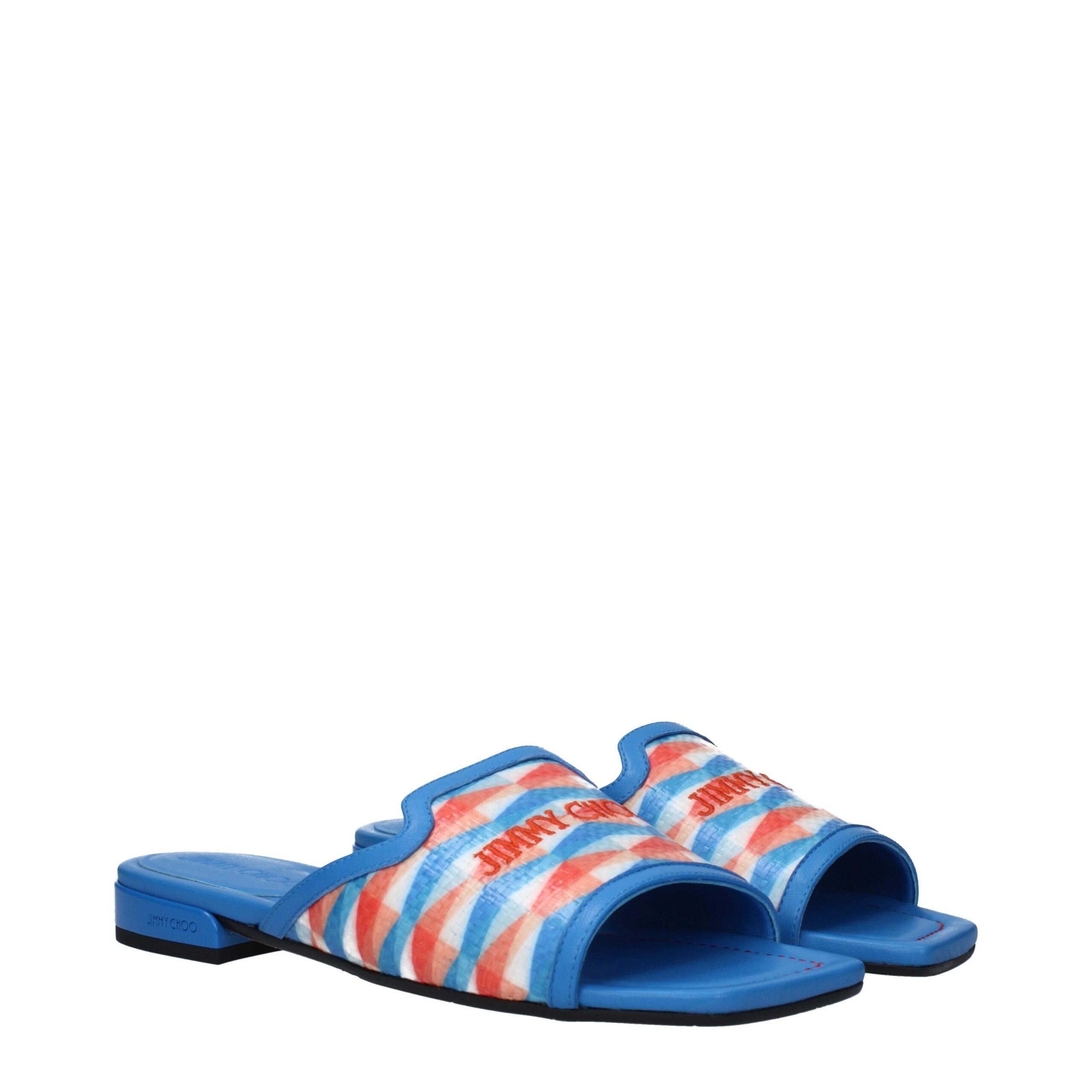 Jimmy Choo Light Blue Fabric Slippers