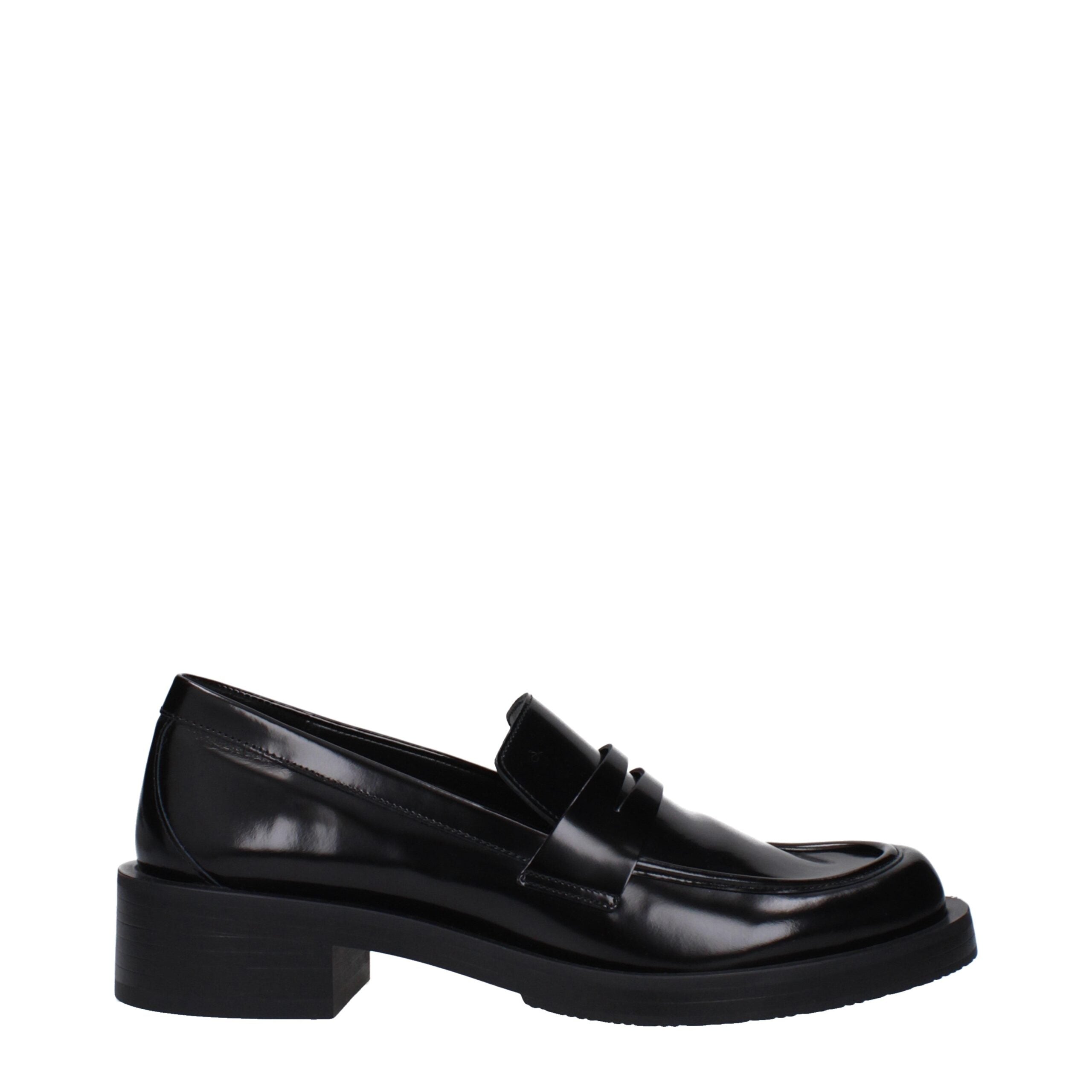 Stuart Weitzman Black Leather Slip-On Loafers