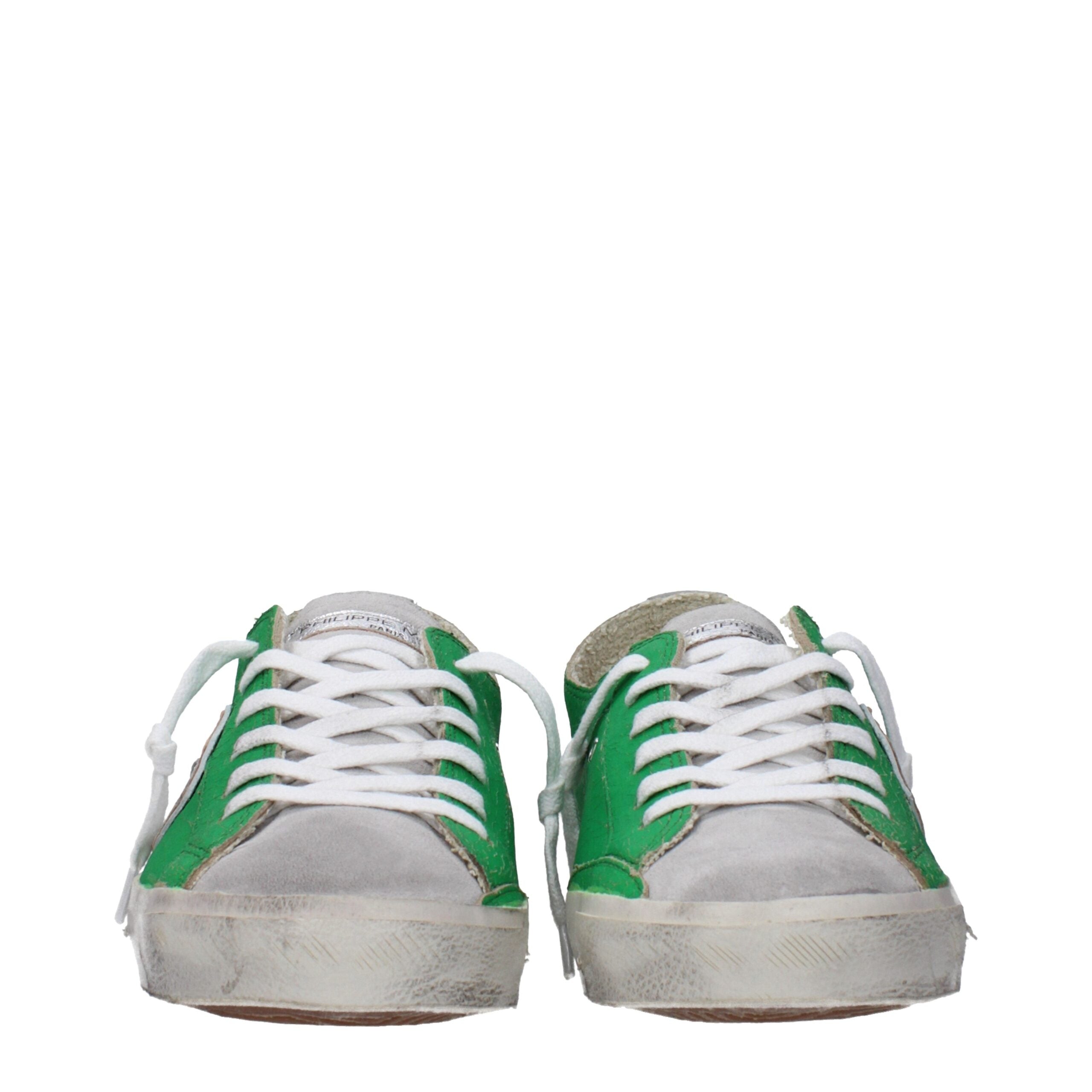 Philippe Model Green Leather Low Top Sneakers
