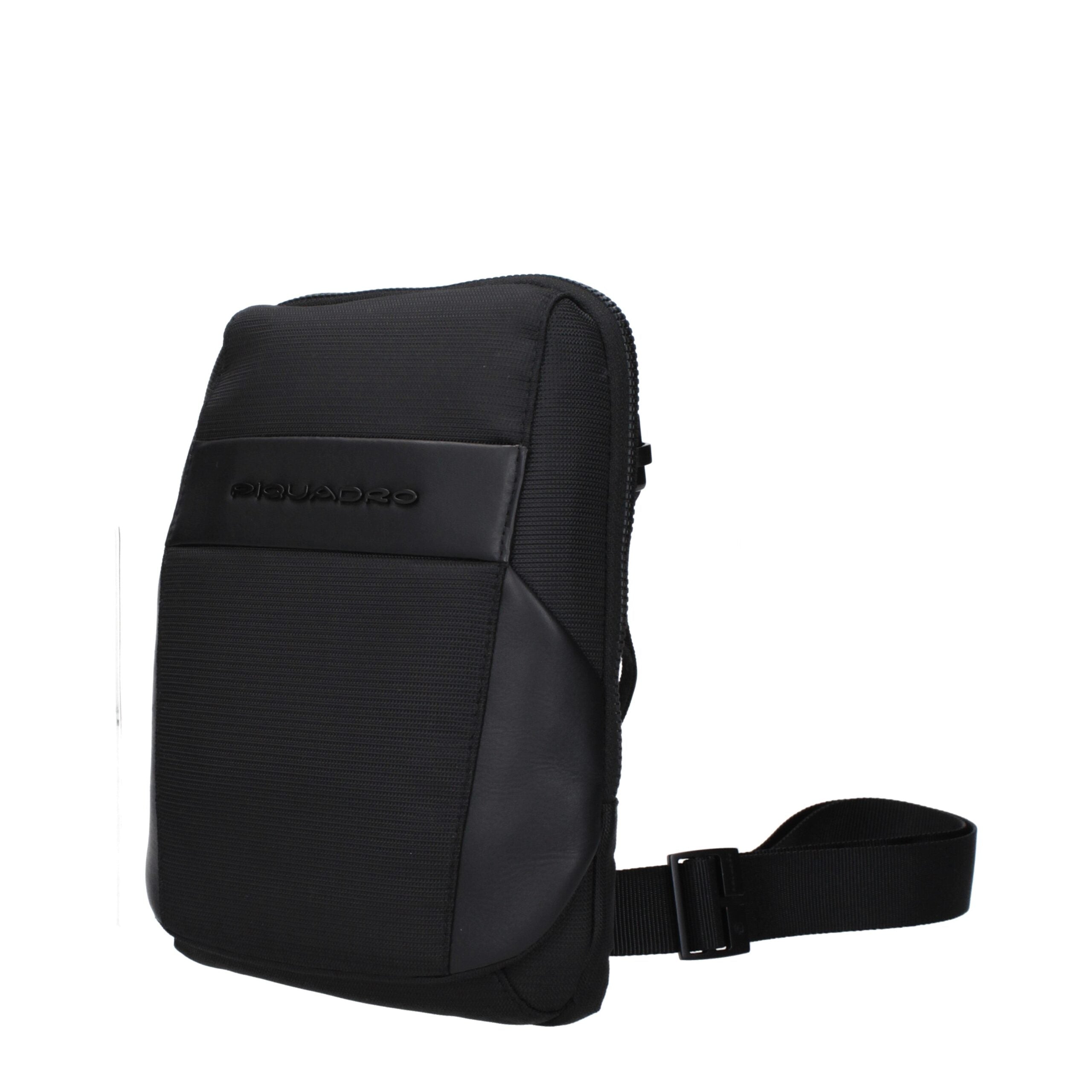 Piquadro Black Fabric Crossbody Bag